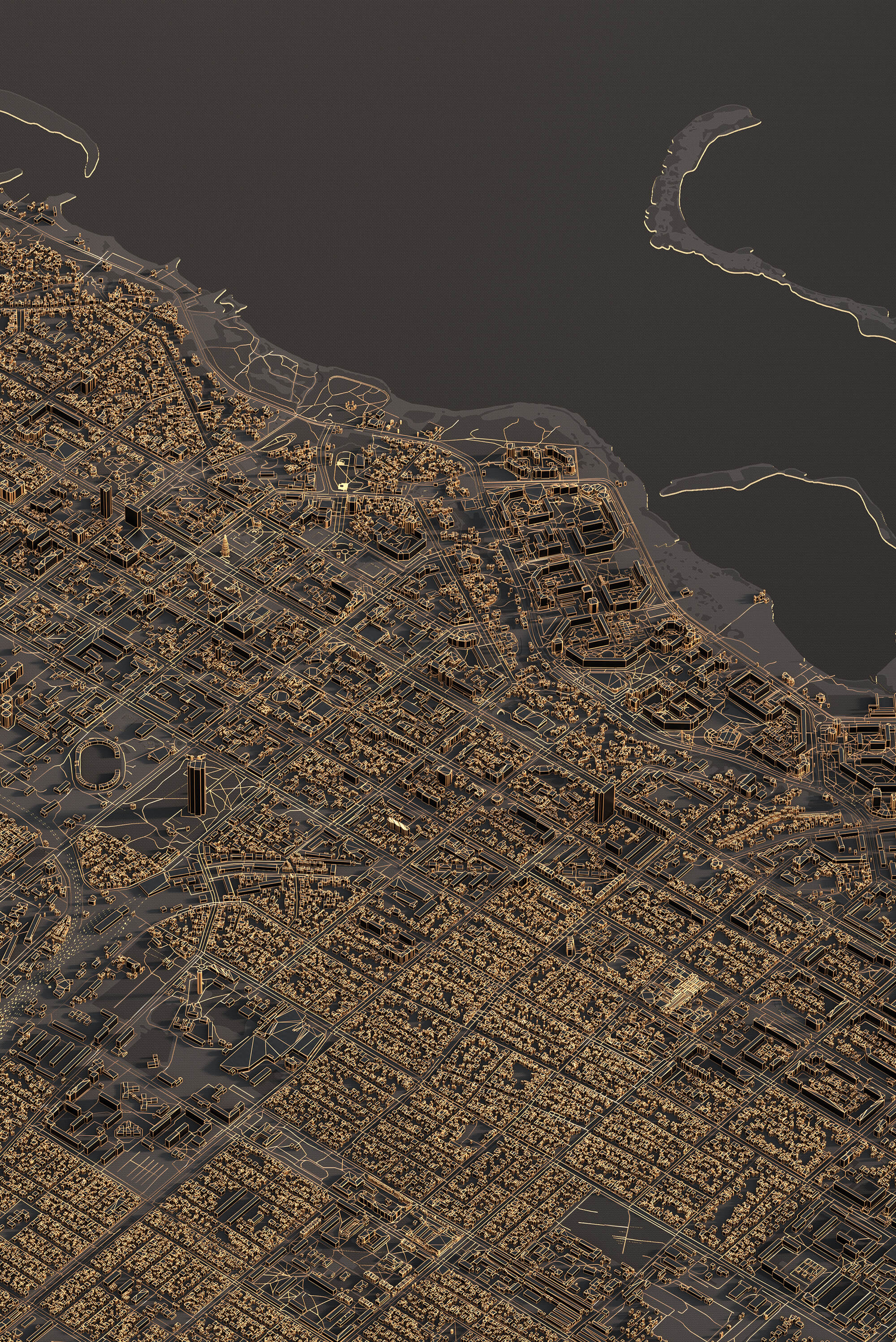 Картина центра Черкаси у нічному стилі з 3д деталізацією