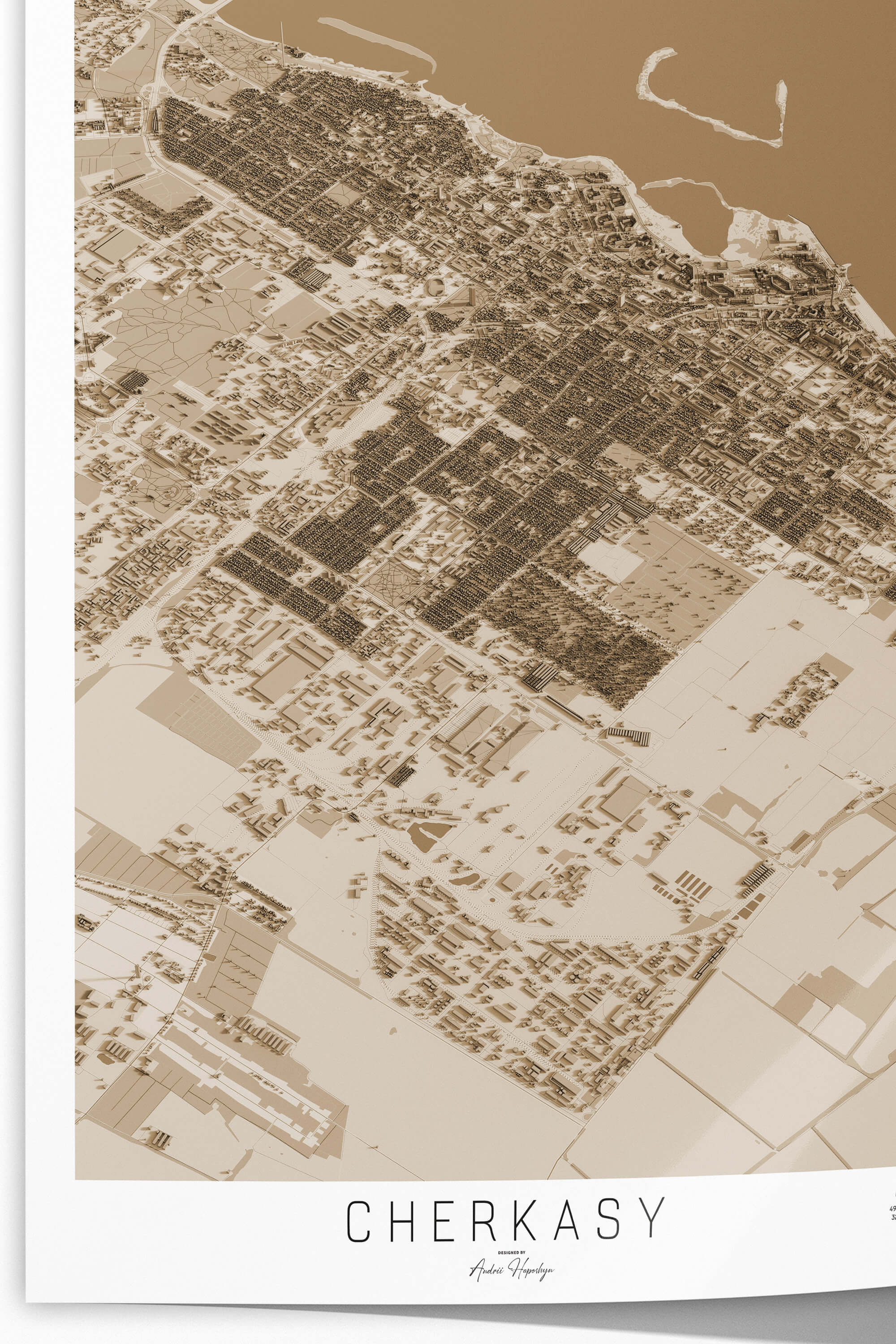 Гарна вінтажна та стильна 3д картина мапи Черкаси