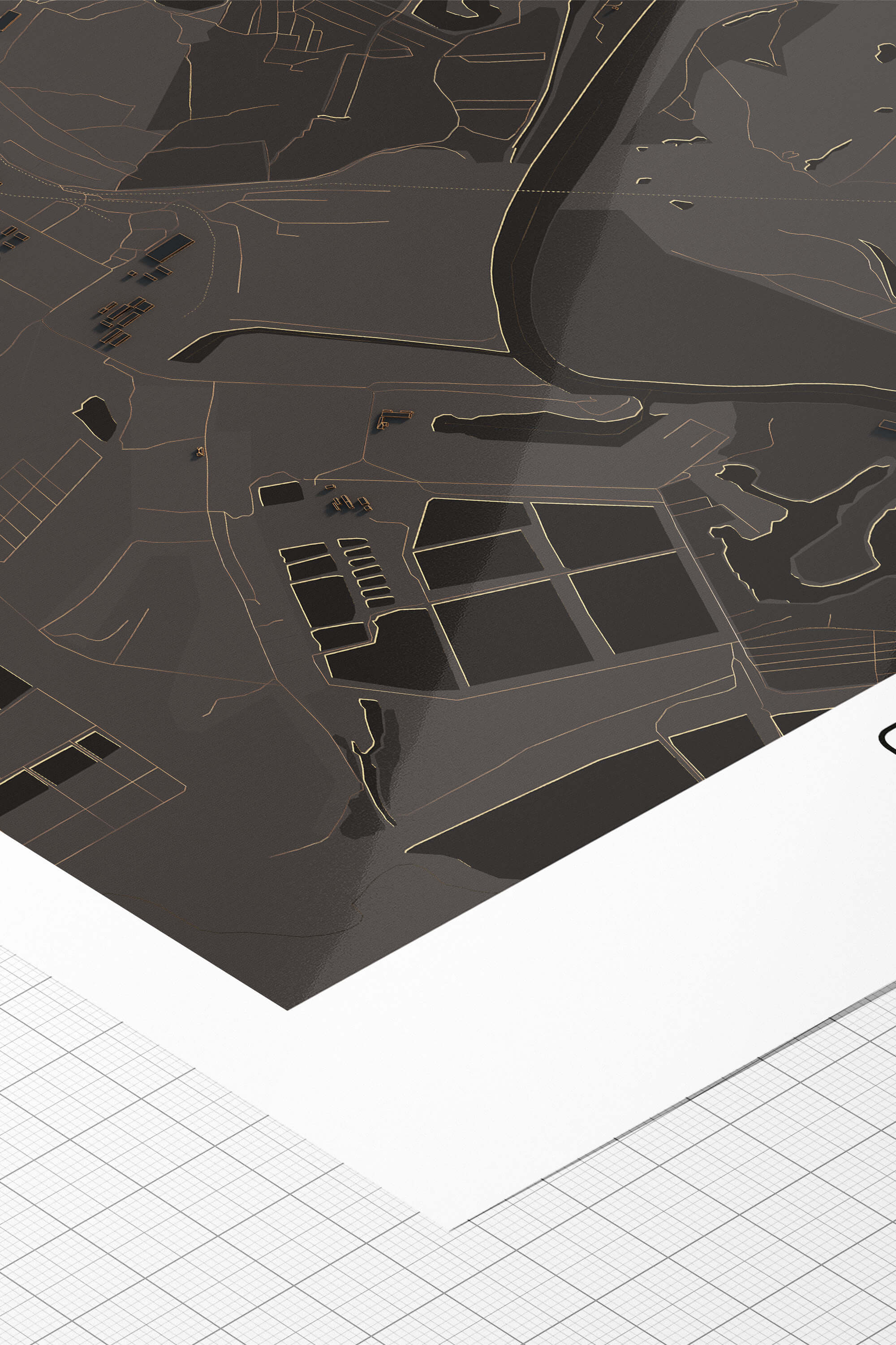 Приклад файного друку на папері hahnemuhle чорної мапи Чернігова