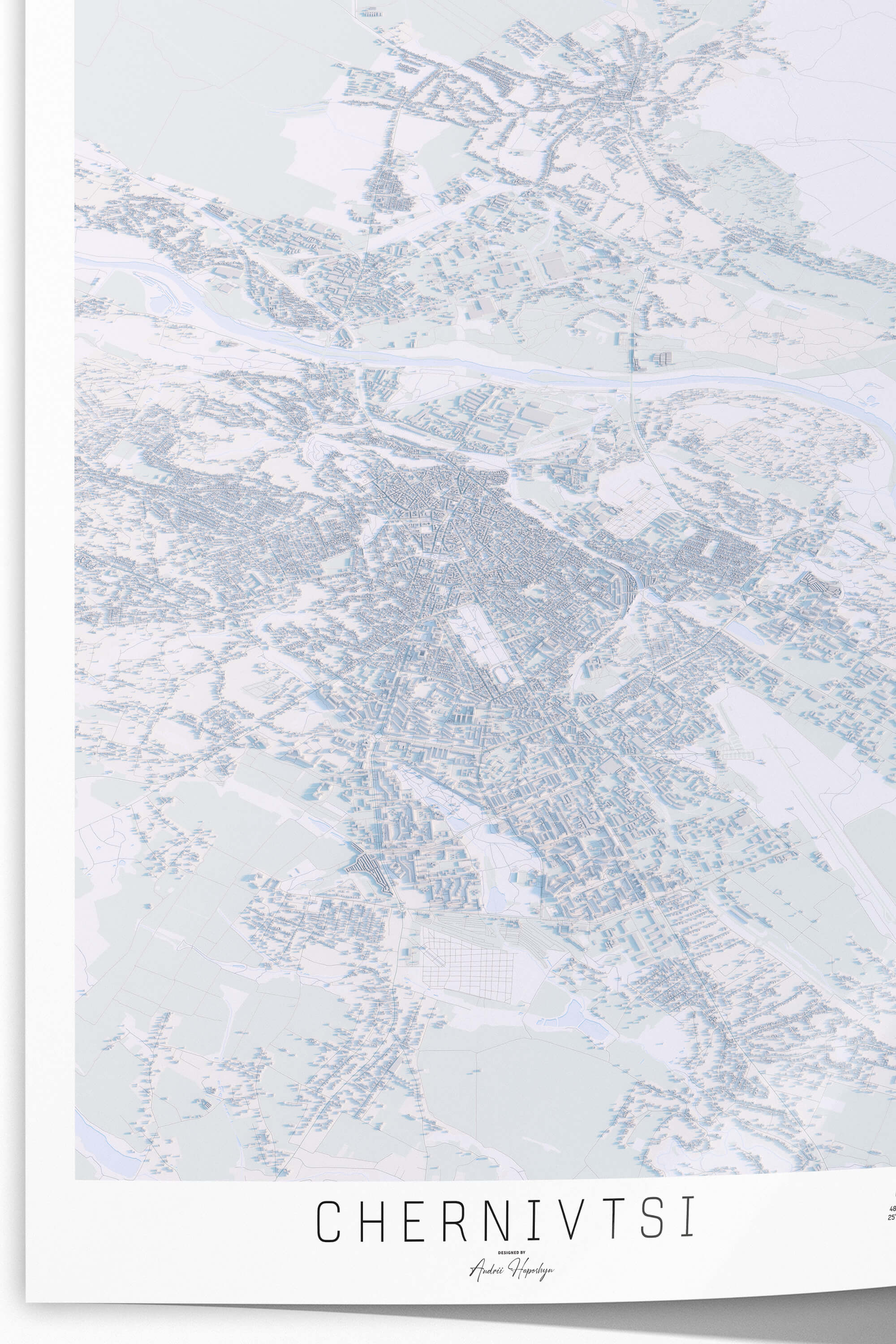 Велика світла та стильна 3д мапа картина Чернівців