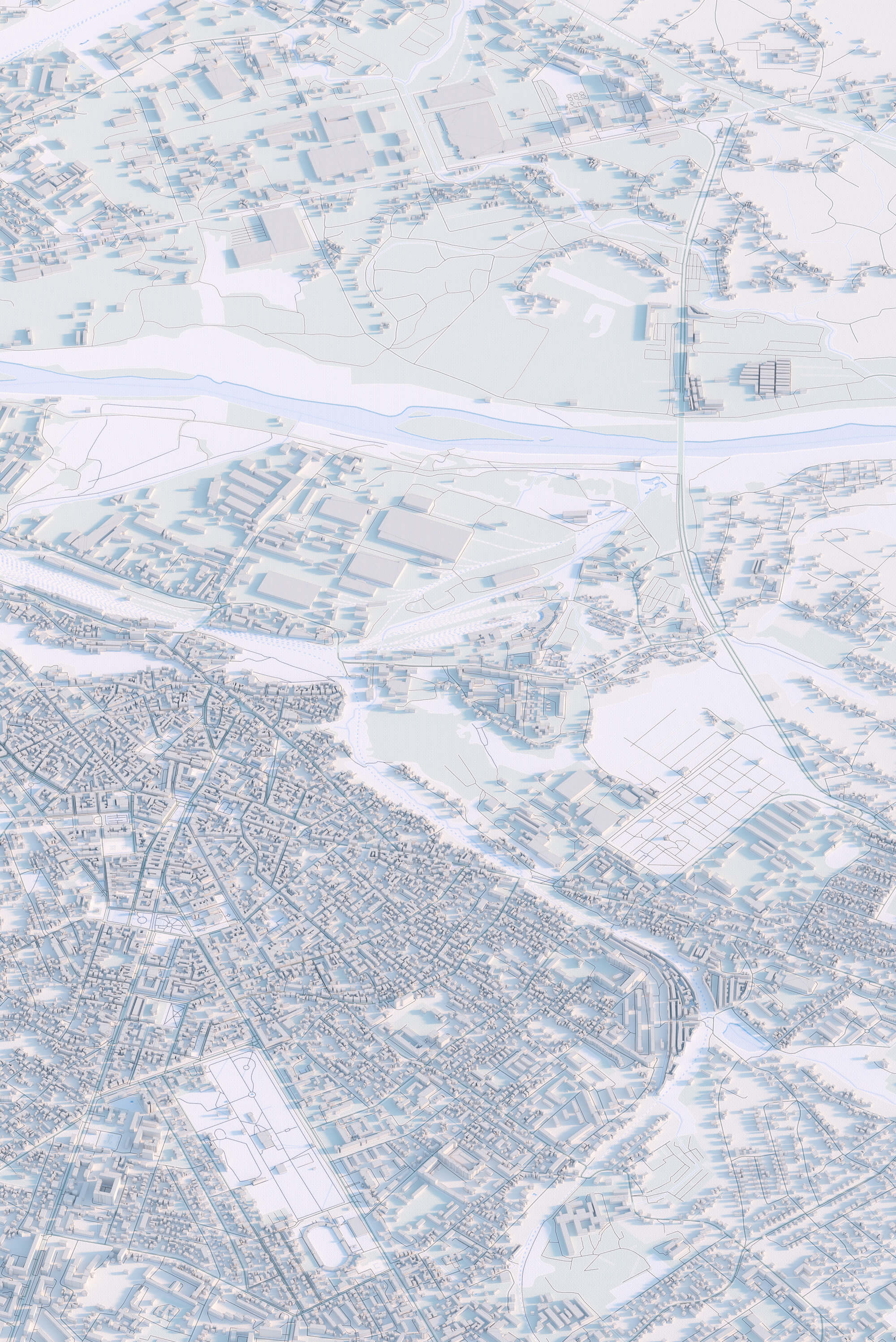 Біла картина центра Чернівці у світлих тонах з 3д деталізацією