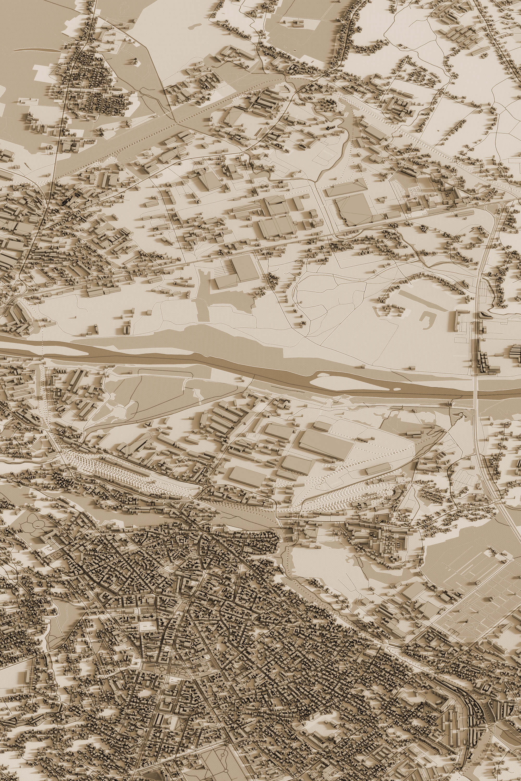 Вінтажна картина центра Чернівці у стилі сепія з 3д деталізацією