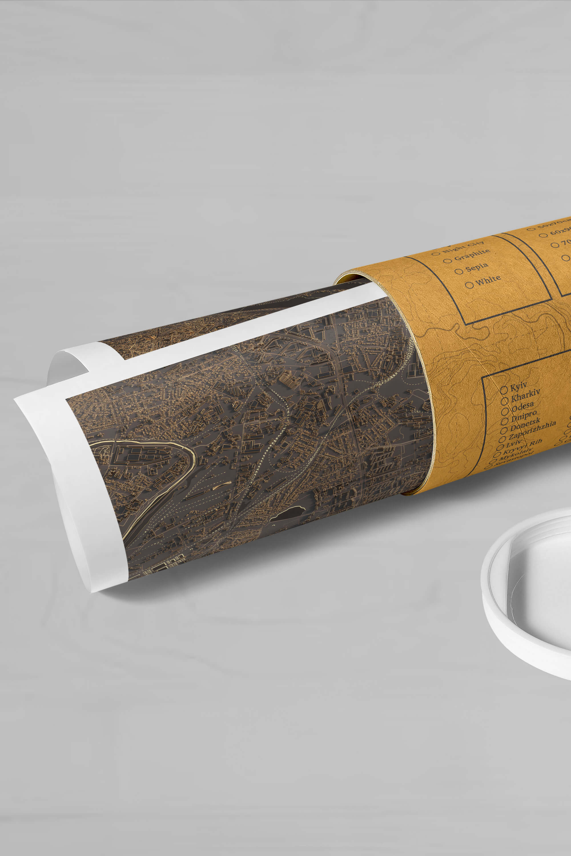 постер арт мапа в стильному подарунковому тубусі міста Чернівці
