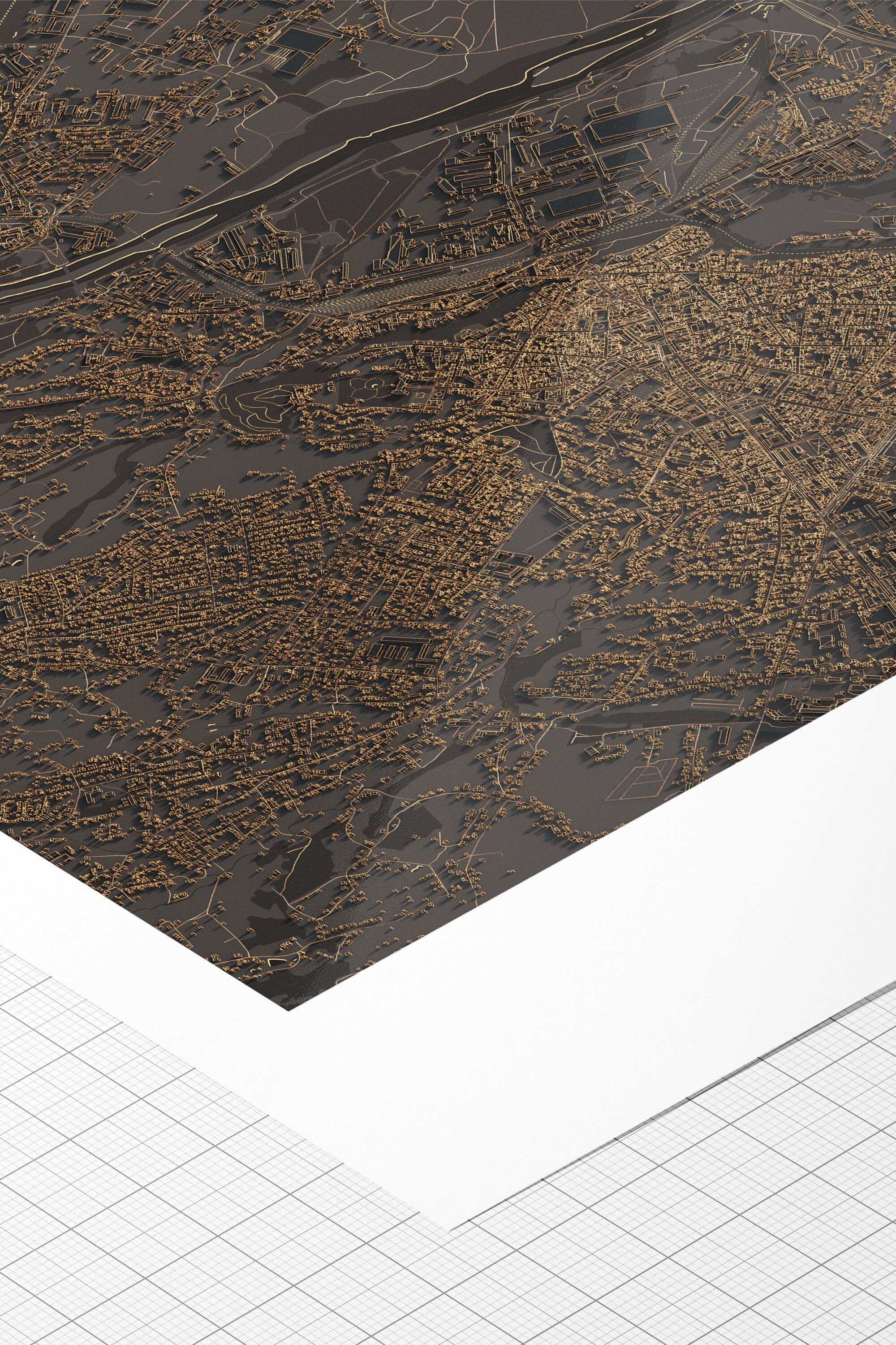 Приклад файного друку на папері hahnemuhle чорної мапи Чернівці