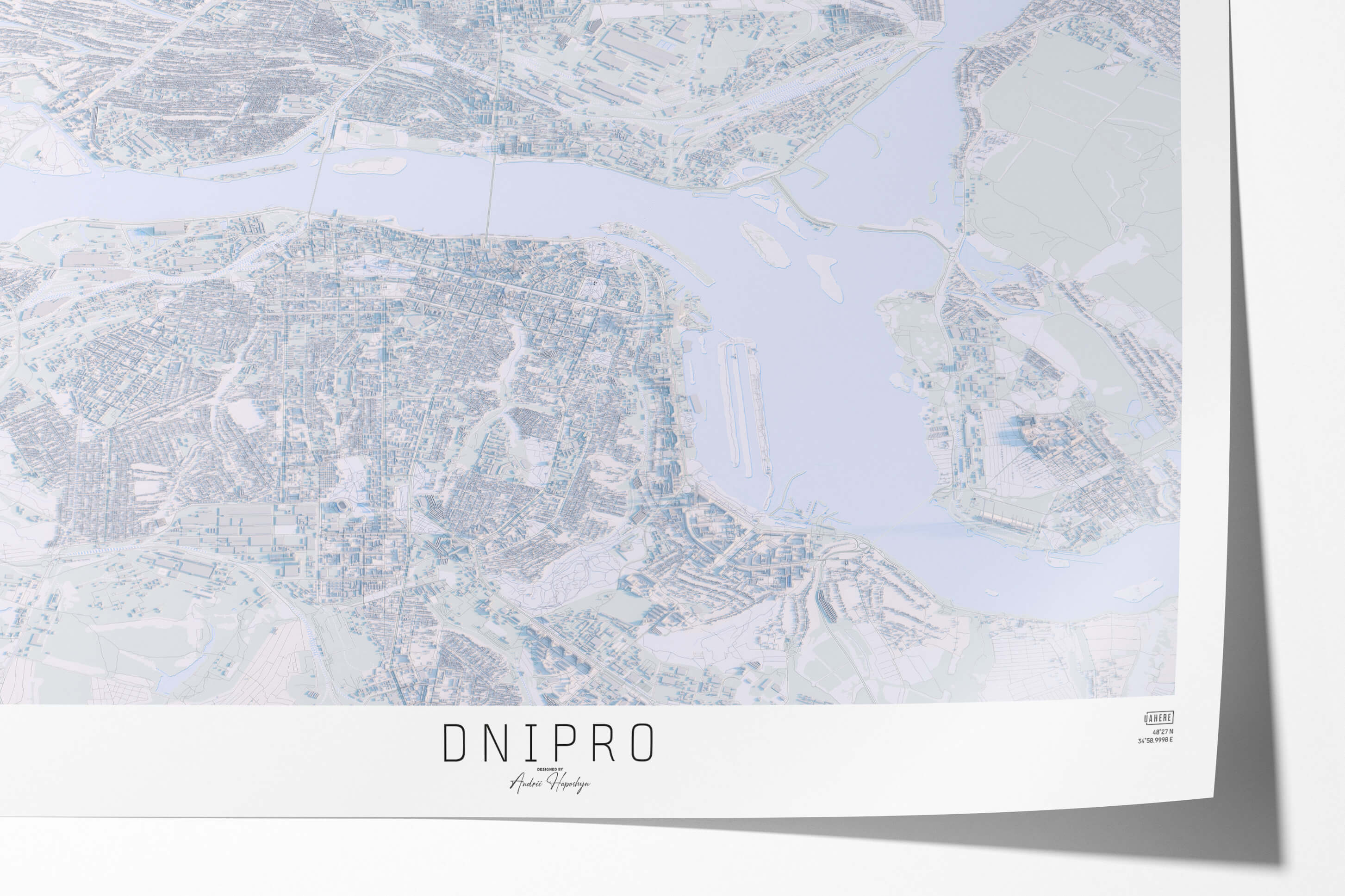 Велика світла та стильна 3д мапа картина Дніпро