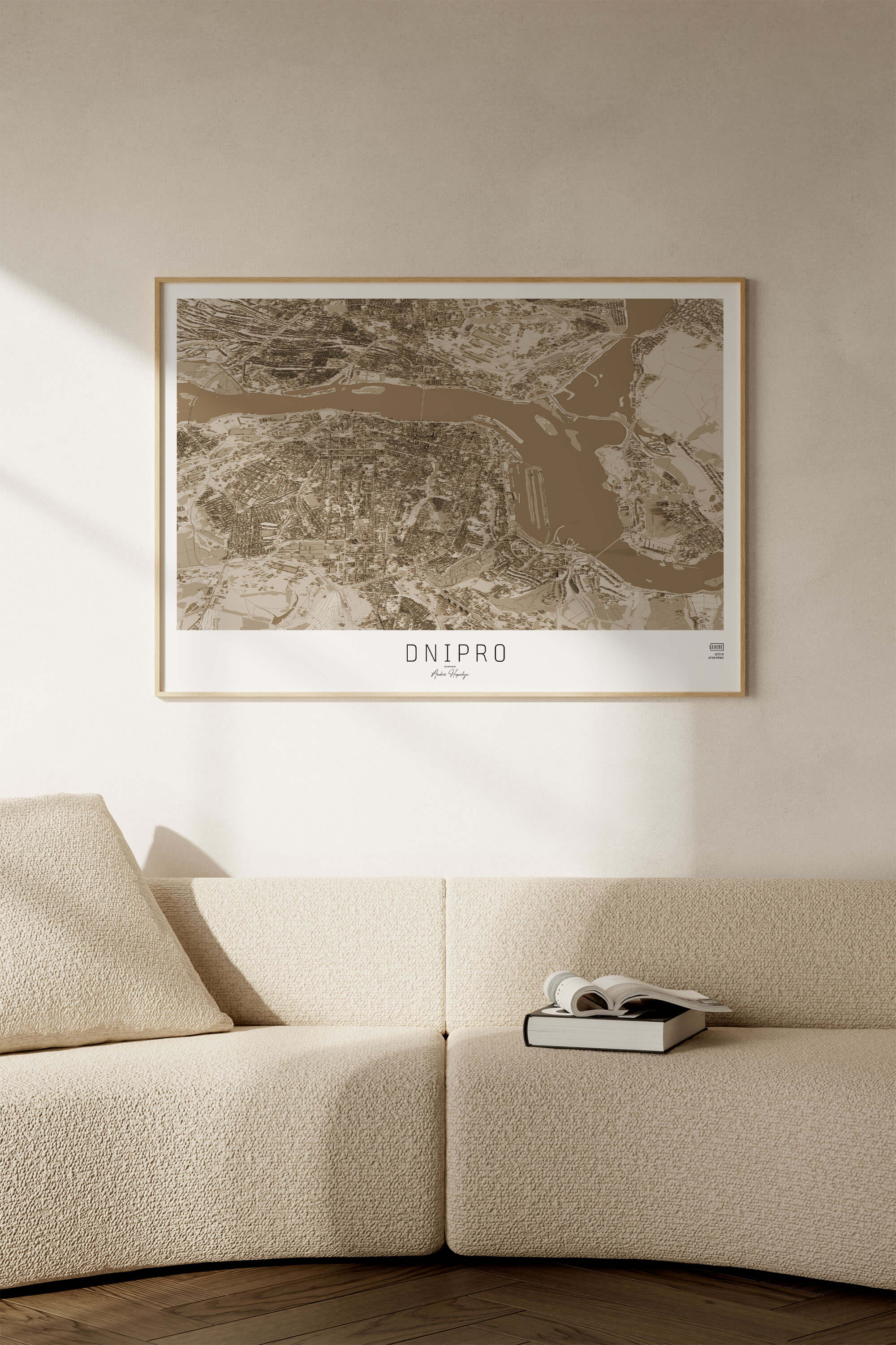 Подарункова вінтажна 3д мапа міста Дніпро в сучасному стилі