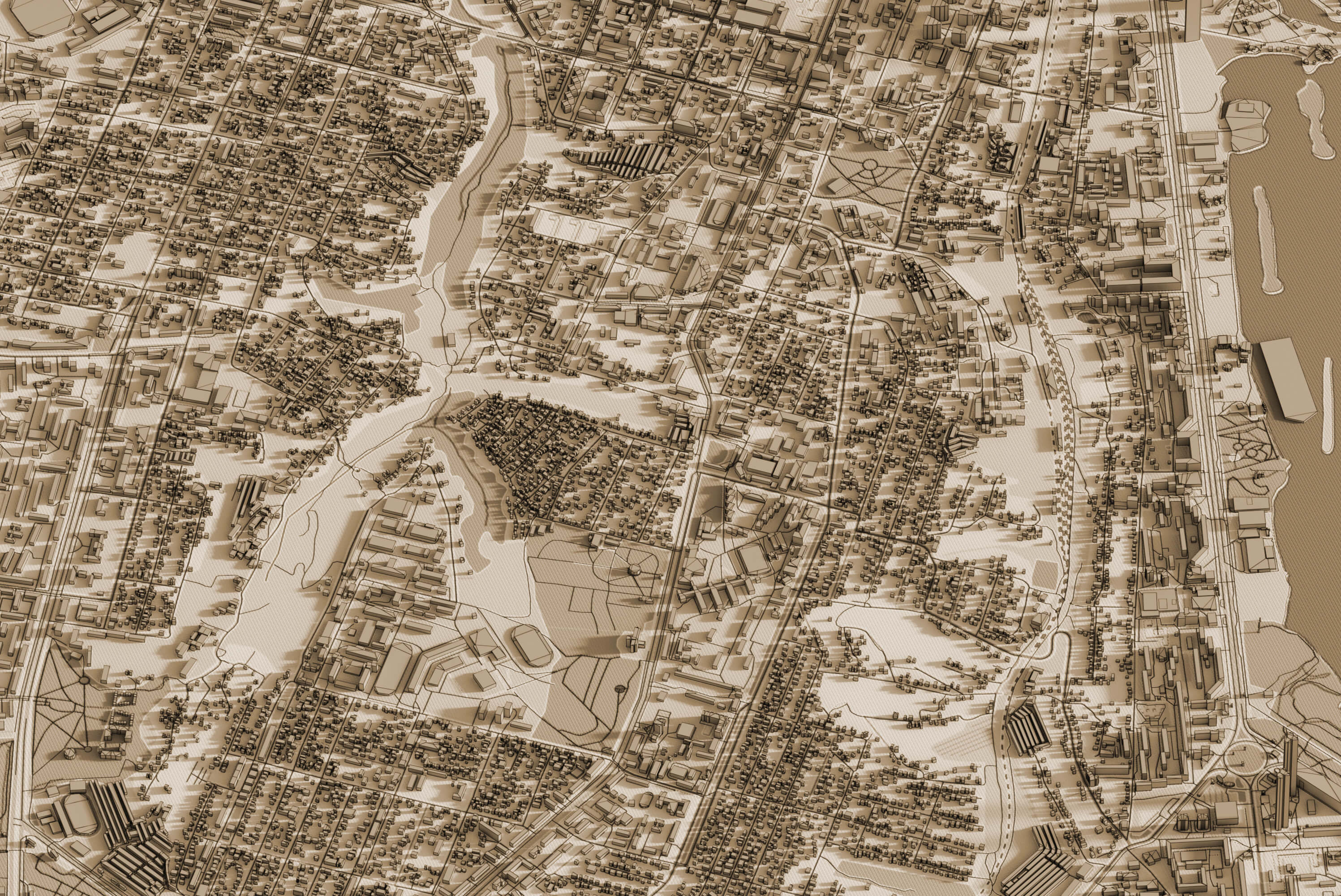 Вінтажна картина центра Дніпро у стилі сепія з 3д деталізацією