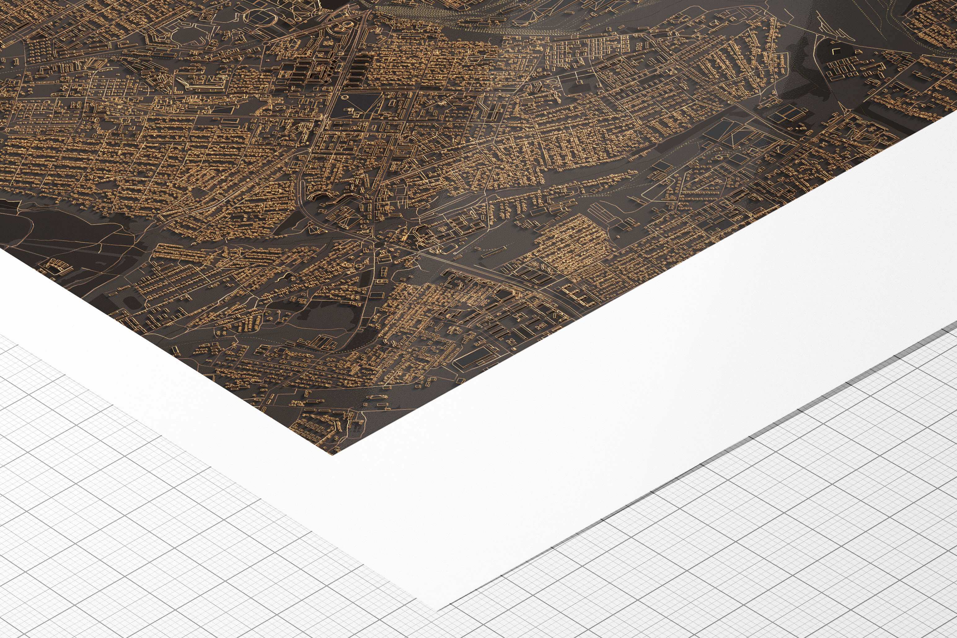 Приклад файного друку на папері hahnemuhle чорної мапи Донецьку