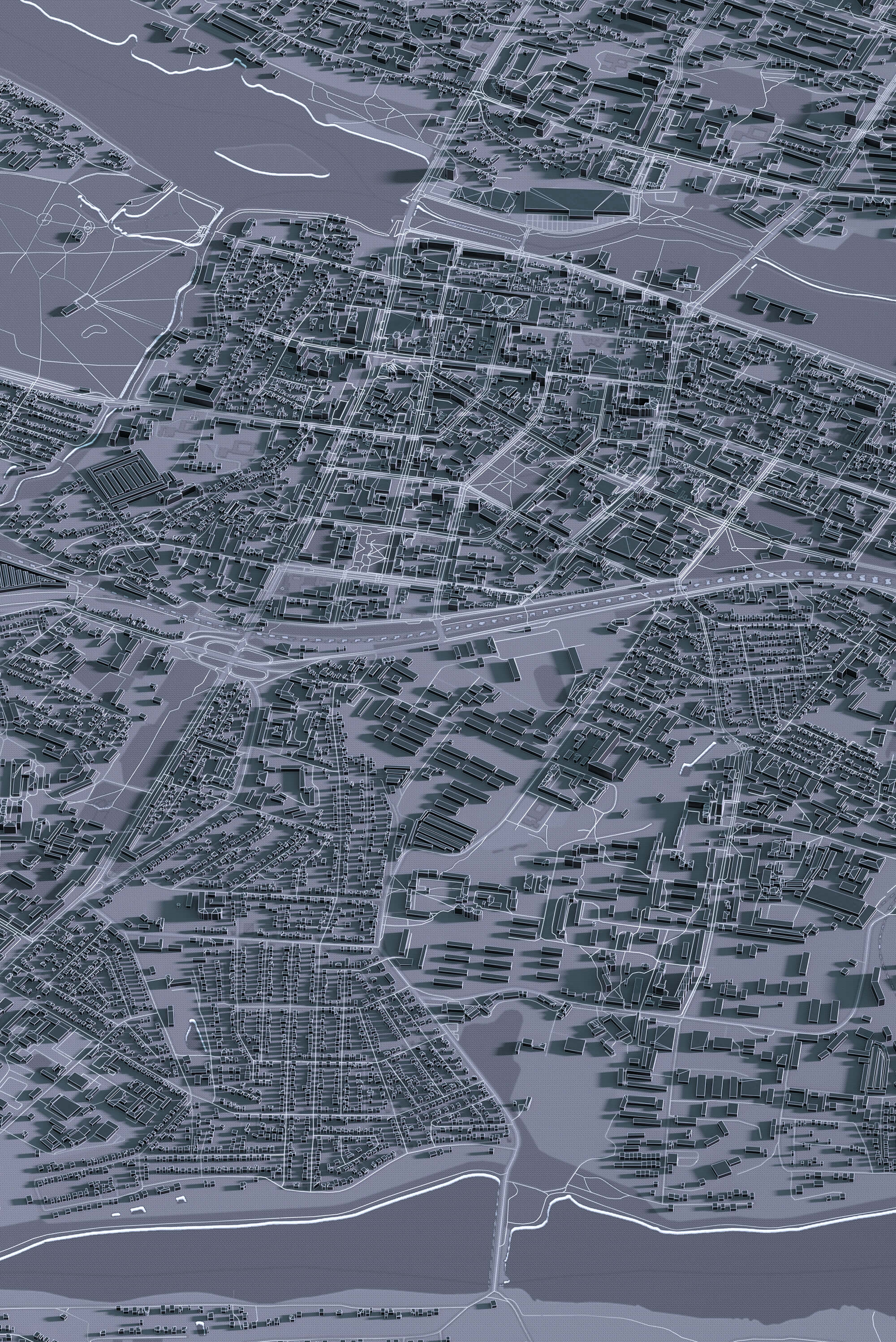 Картина центра Хмельницього у графітовому стилі з 3д деталізацією