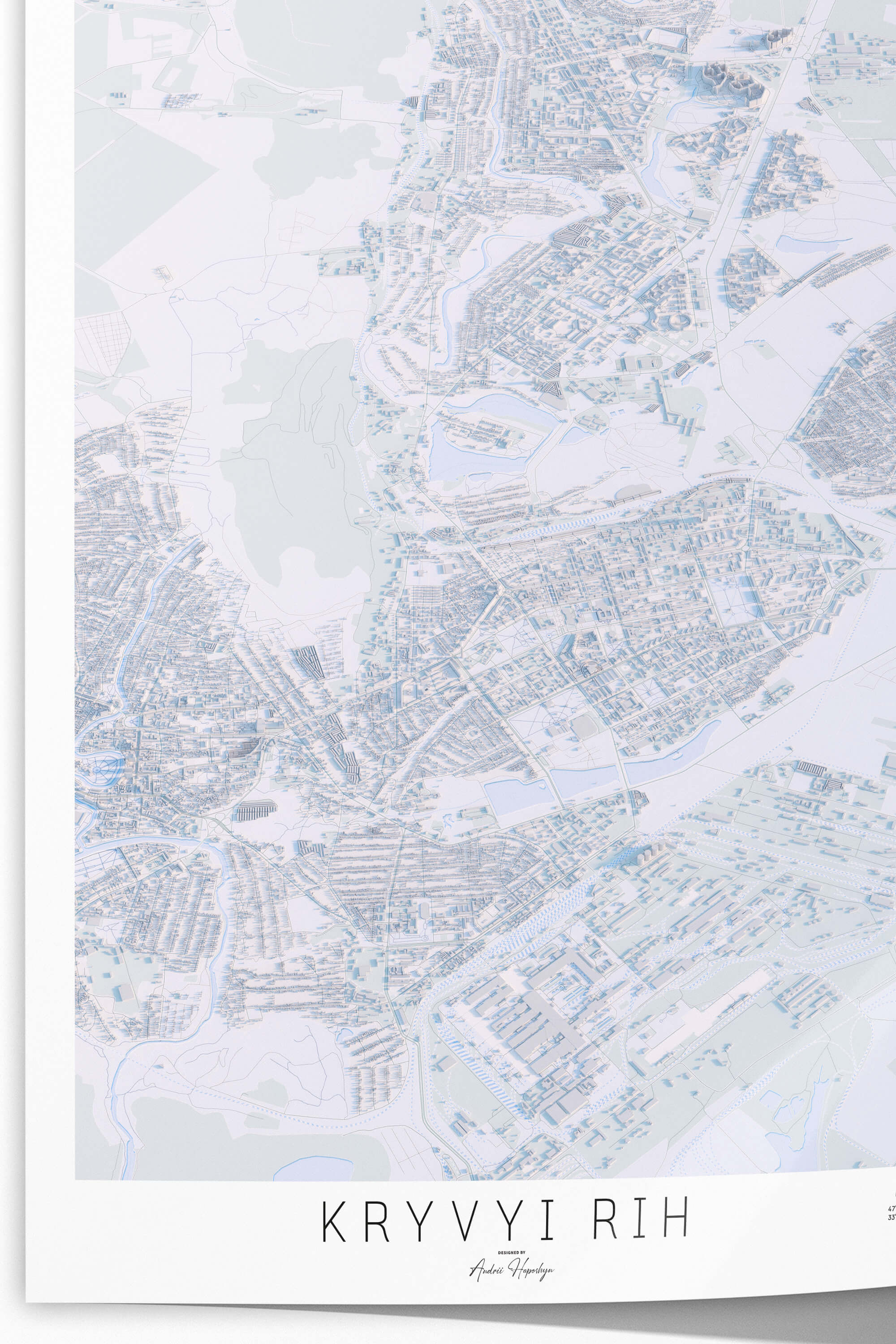 Велика світла та стильна 3д мапа картина Кривого Рогу