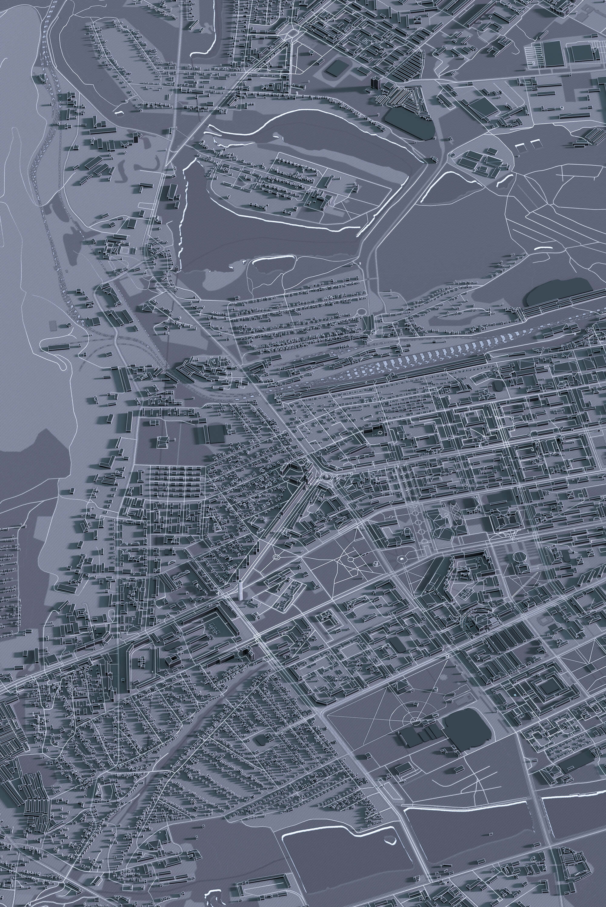 Картина центра КРивого Рогу у графітовому стилі з 3д деталізацією