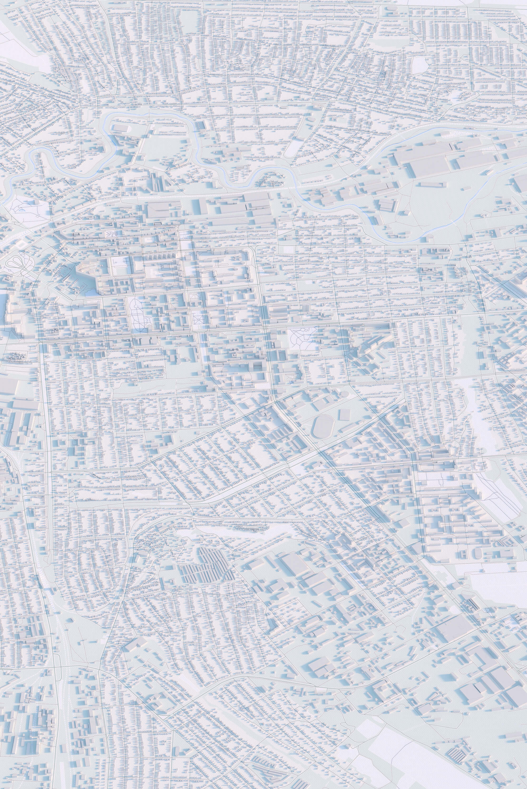 Біла картина центра Луганську у світлих тонах з 3д деталізацією