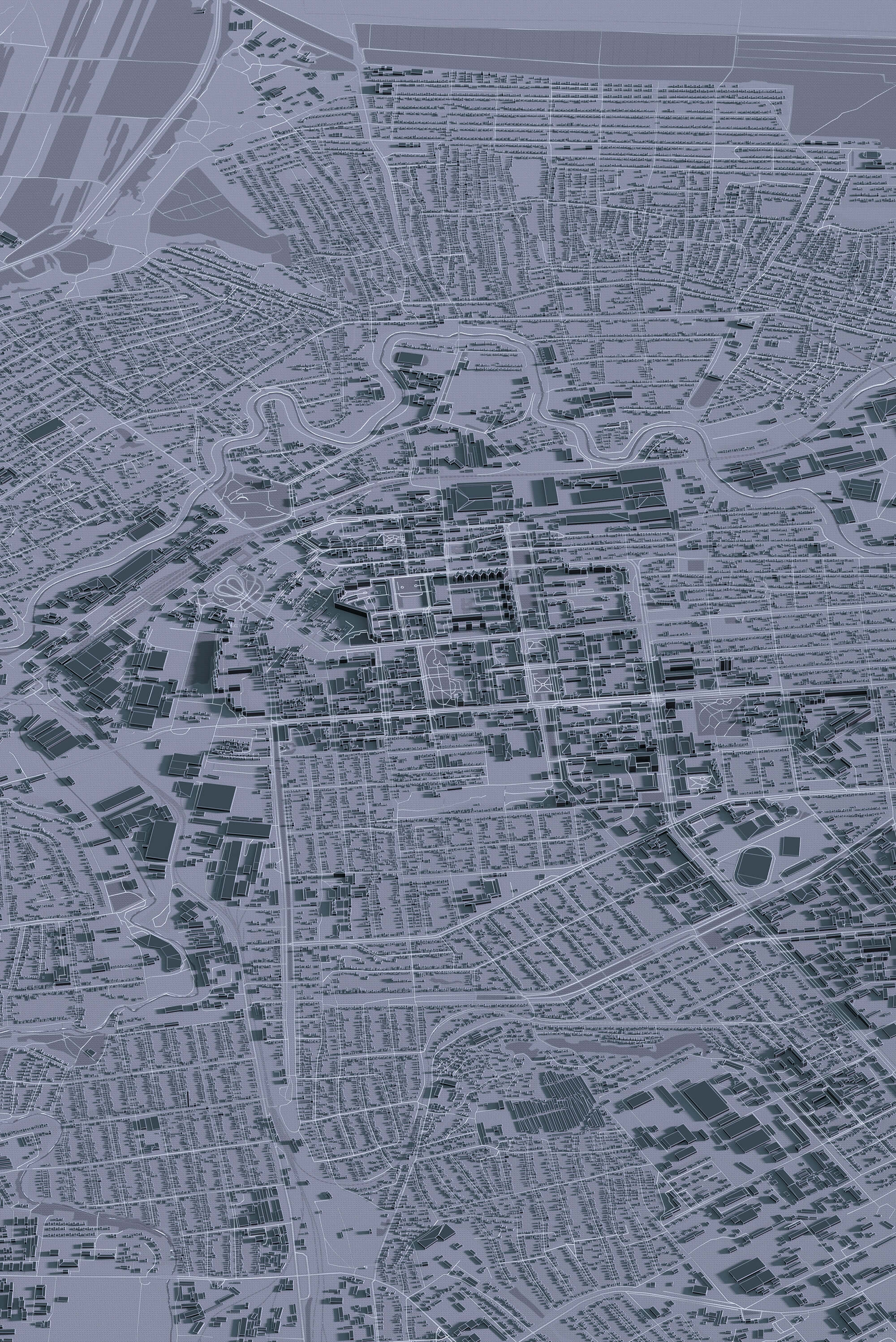 Картина центра Луганську у графітовому стилі з 3д деталізацією