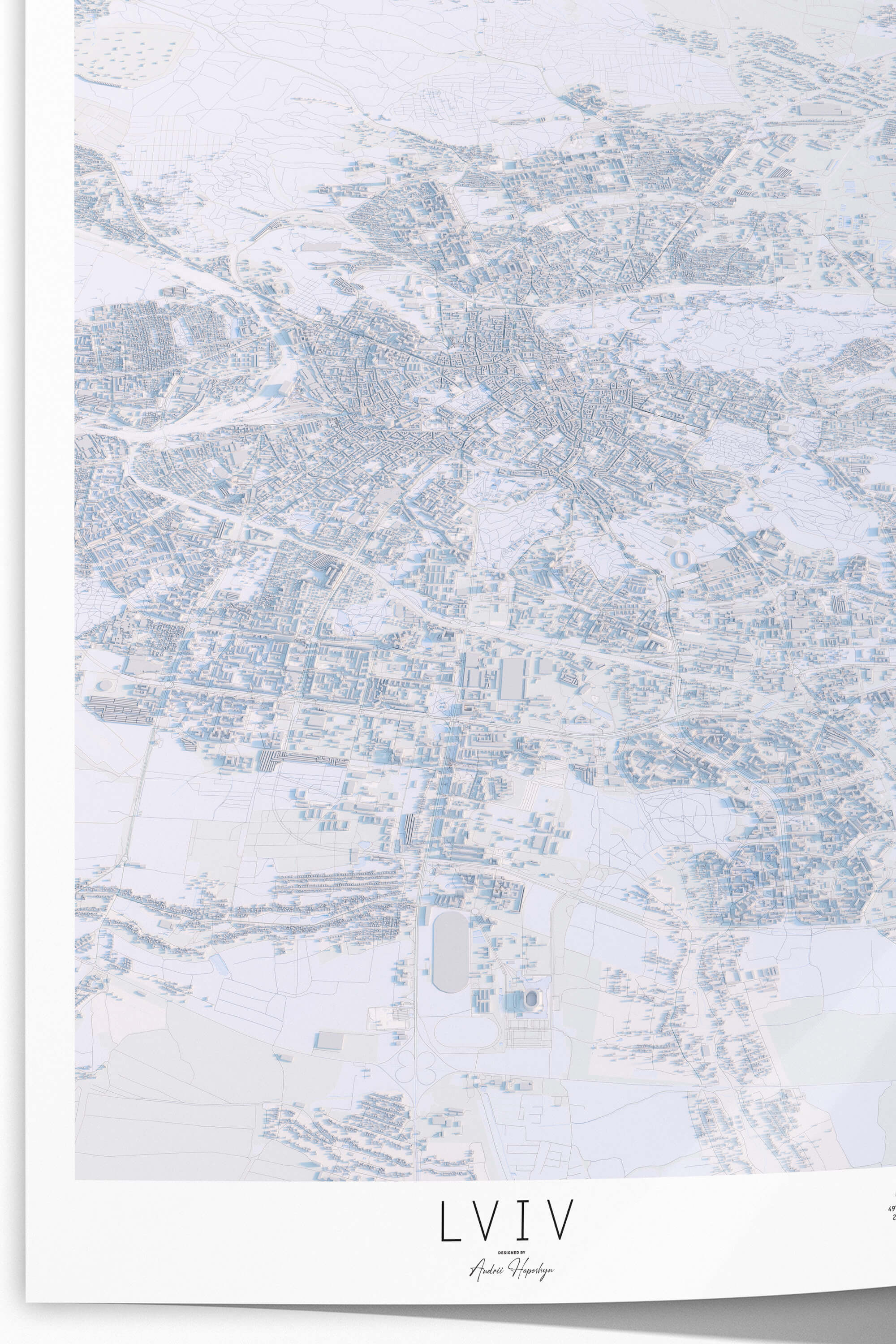 Велика світла та стильна 3д мапа картина Львову