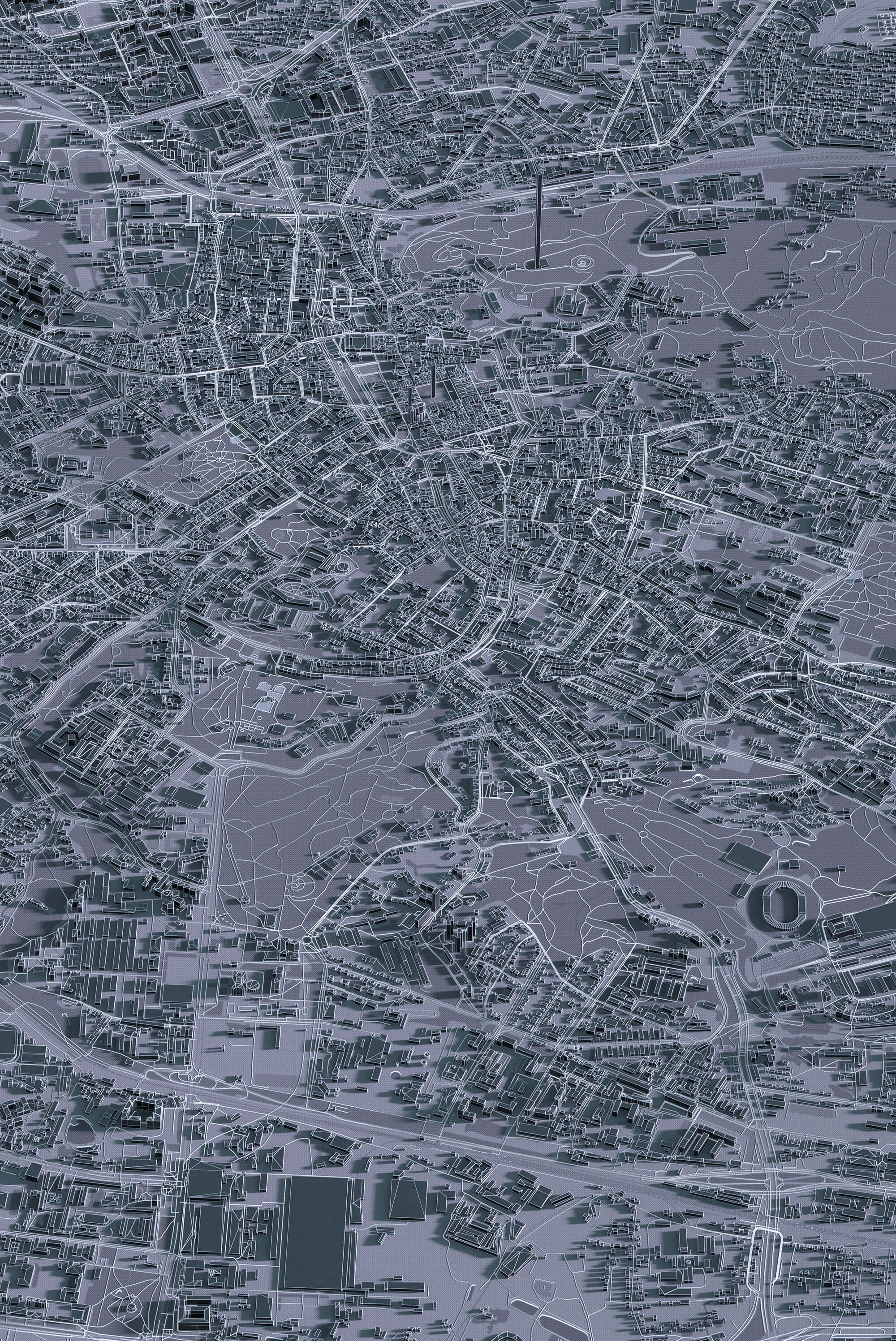 Картина центра Львова у графітовому стилі з 3д деталізацією