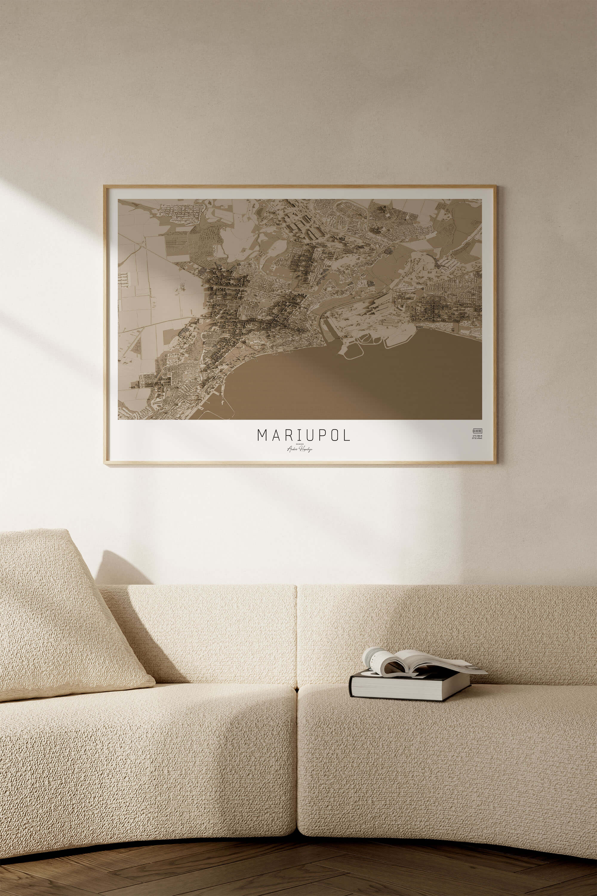 Подарункова вінтажна 3д мапа міста Маріуполь в сучасному стилі