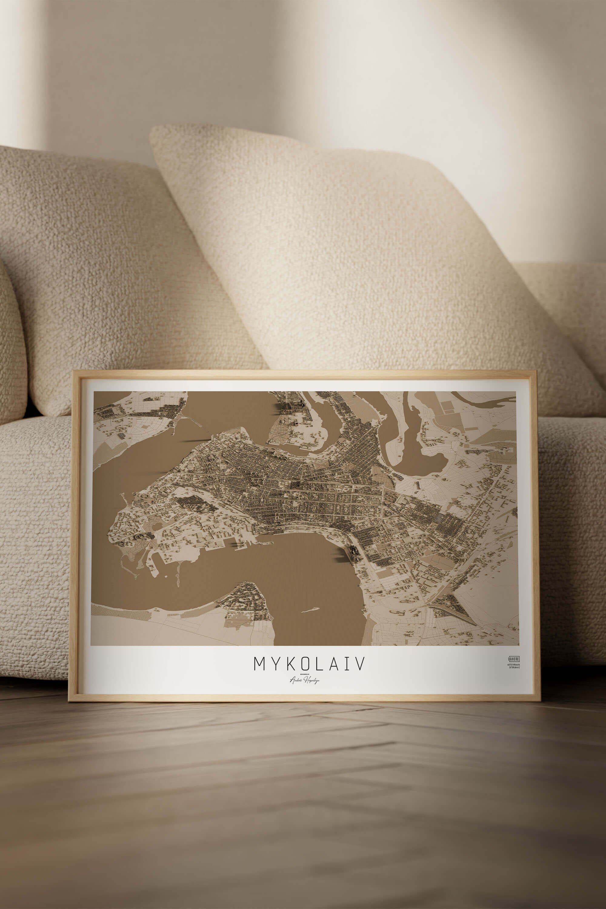 Подарункова вінтажна 3д мапа міста Миколаїв в сучасному стилі