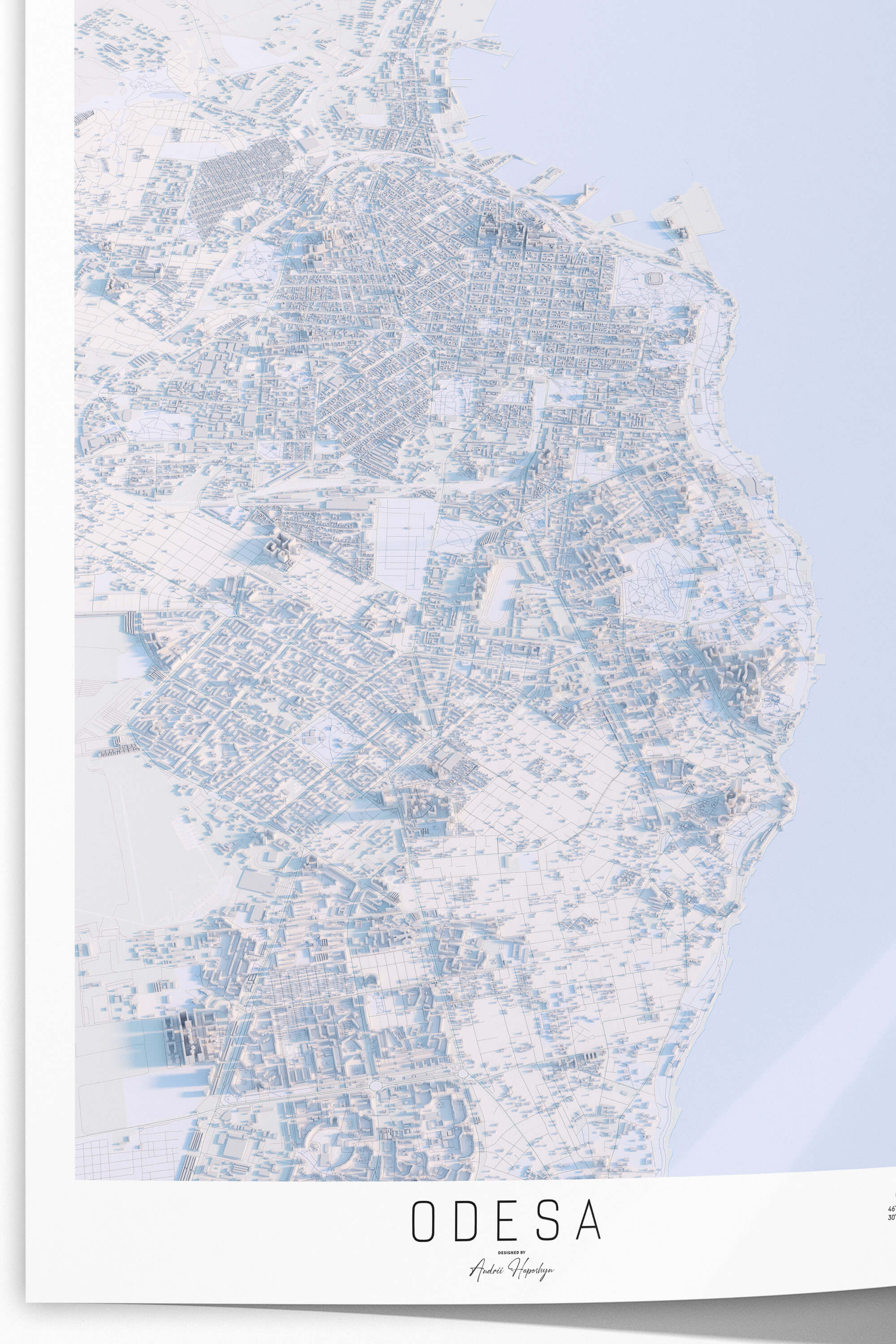 Велика світла та стильна 3д мапа картина Одеси