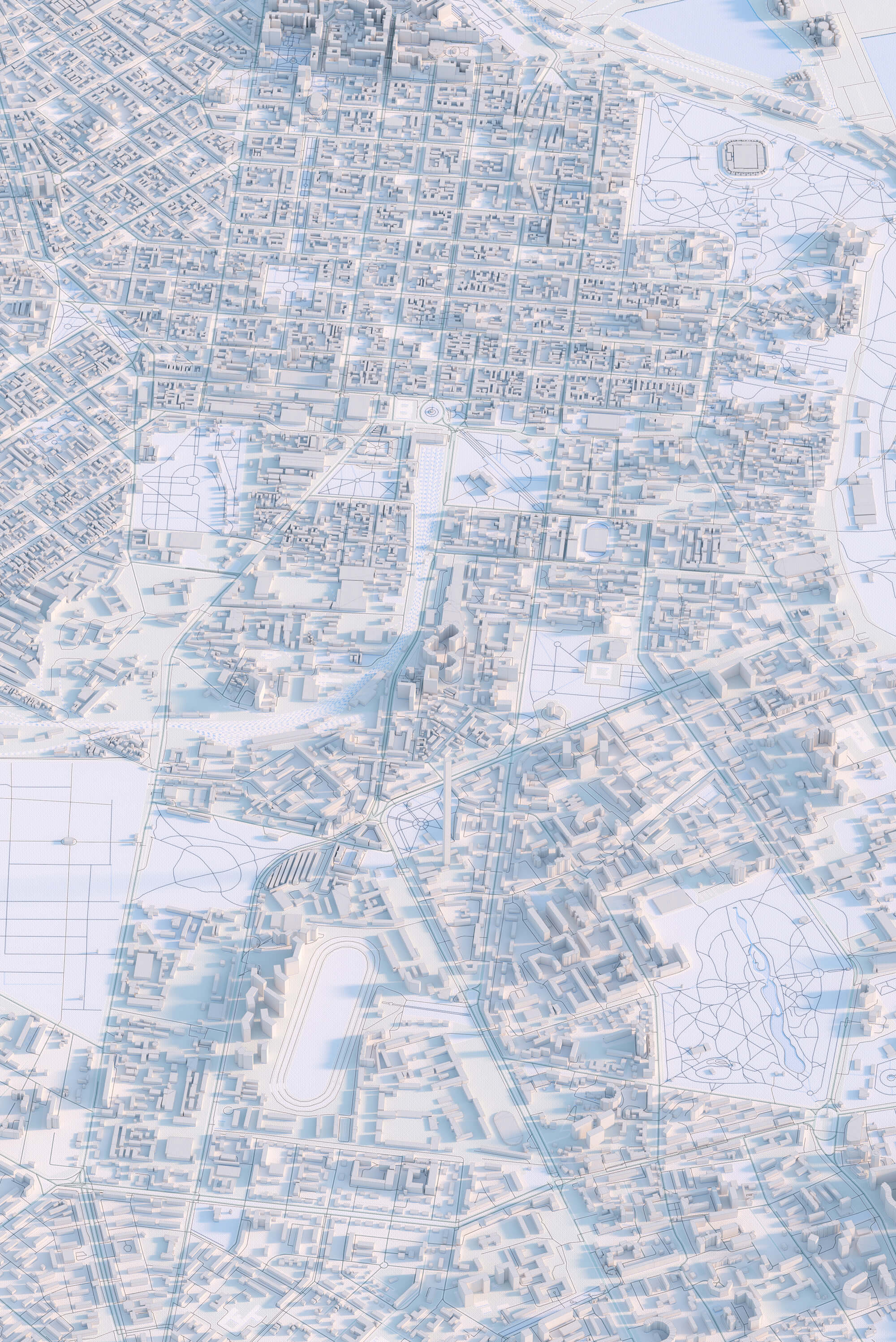 Біла картина центра Одеси у світлих тонах з 3д деталізацією