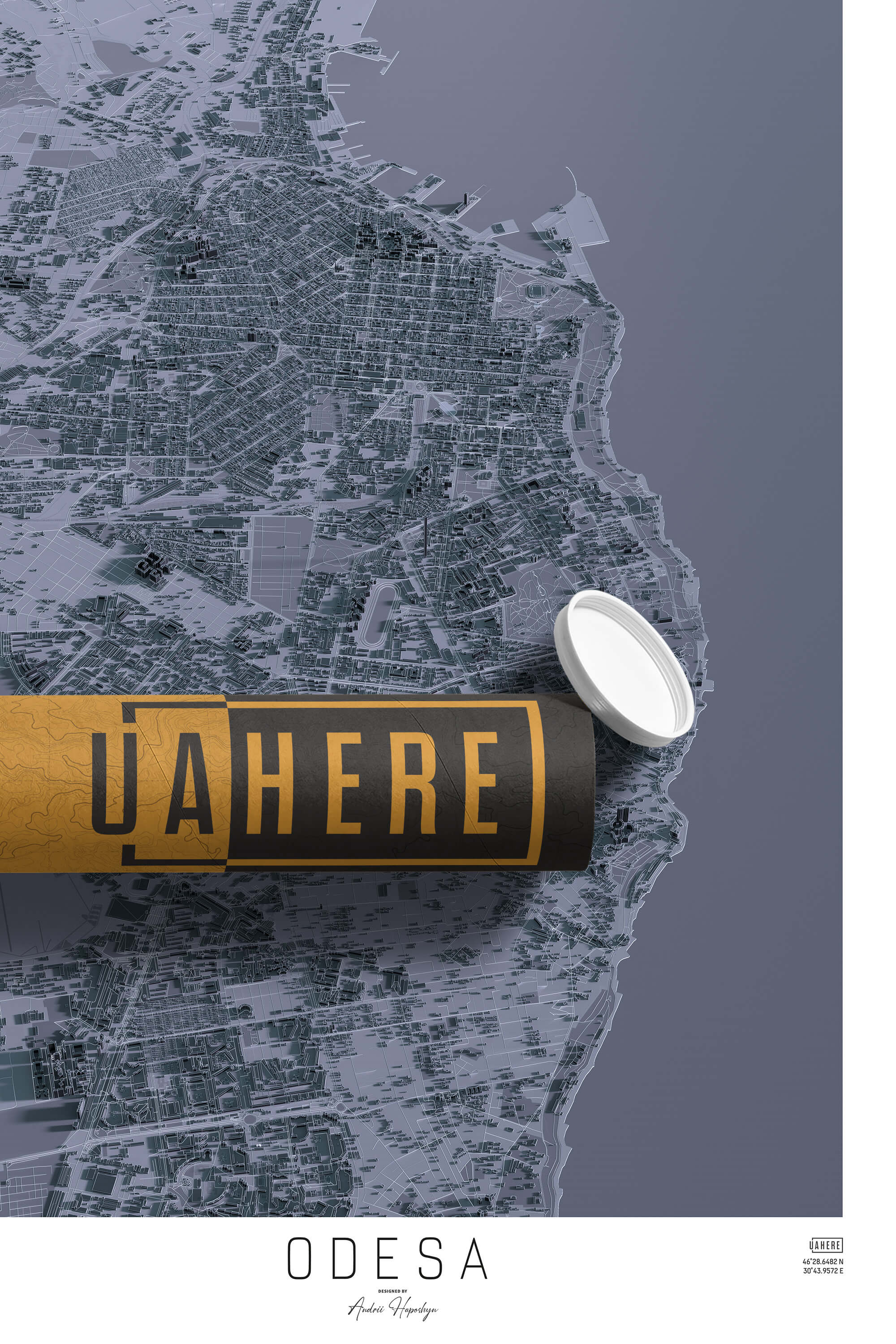 Брендований тубус UAHERE та надрукована стільна мапа Одеси