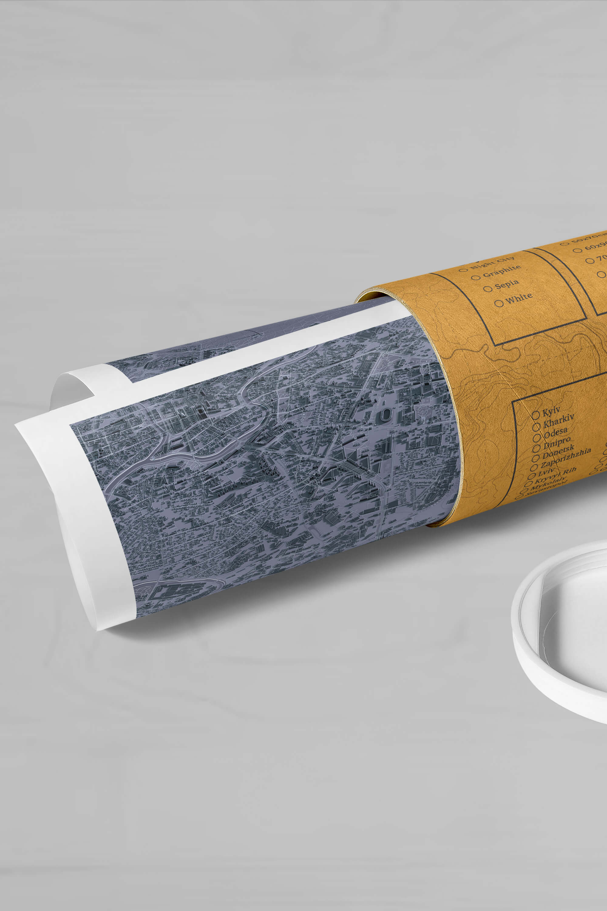 постер арт мапа в стильному подарунковому тубусі міста Полтава