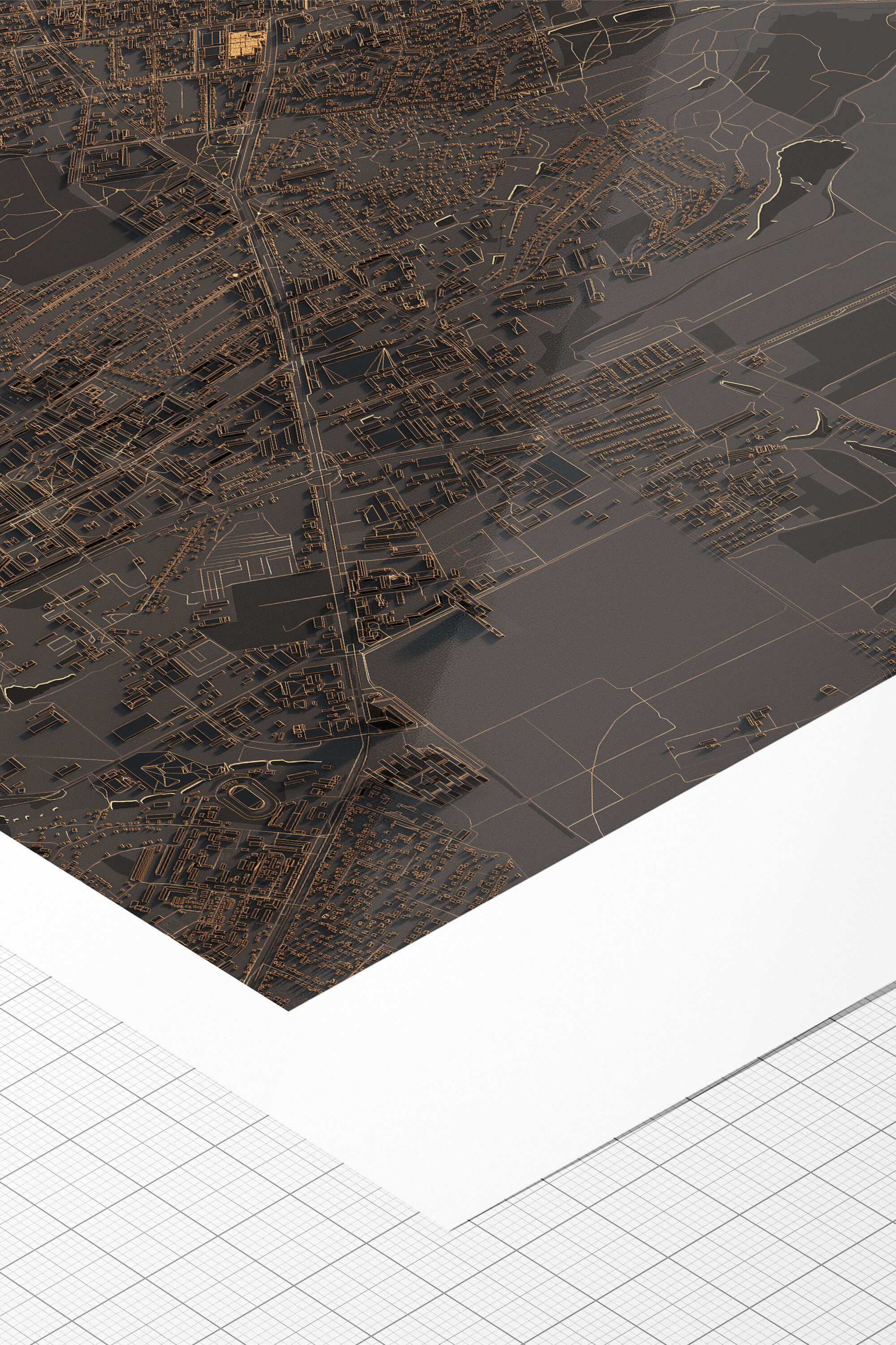 Приклад файного друку на папері hahnemuhle чорної мапи Полтави