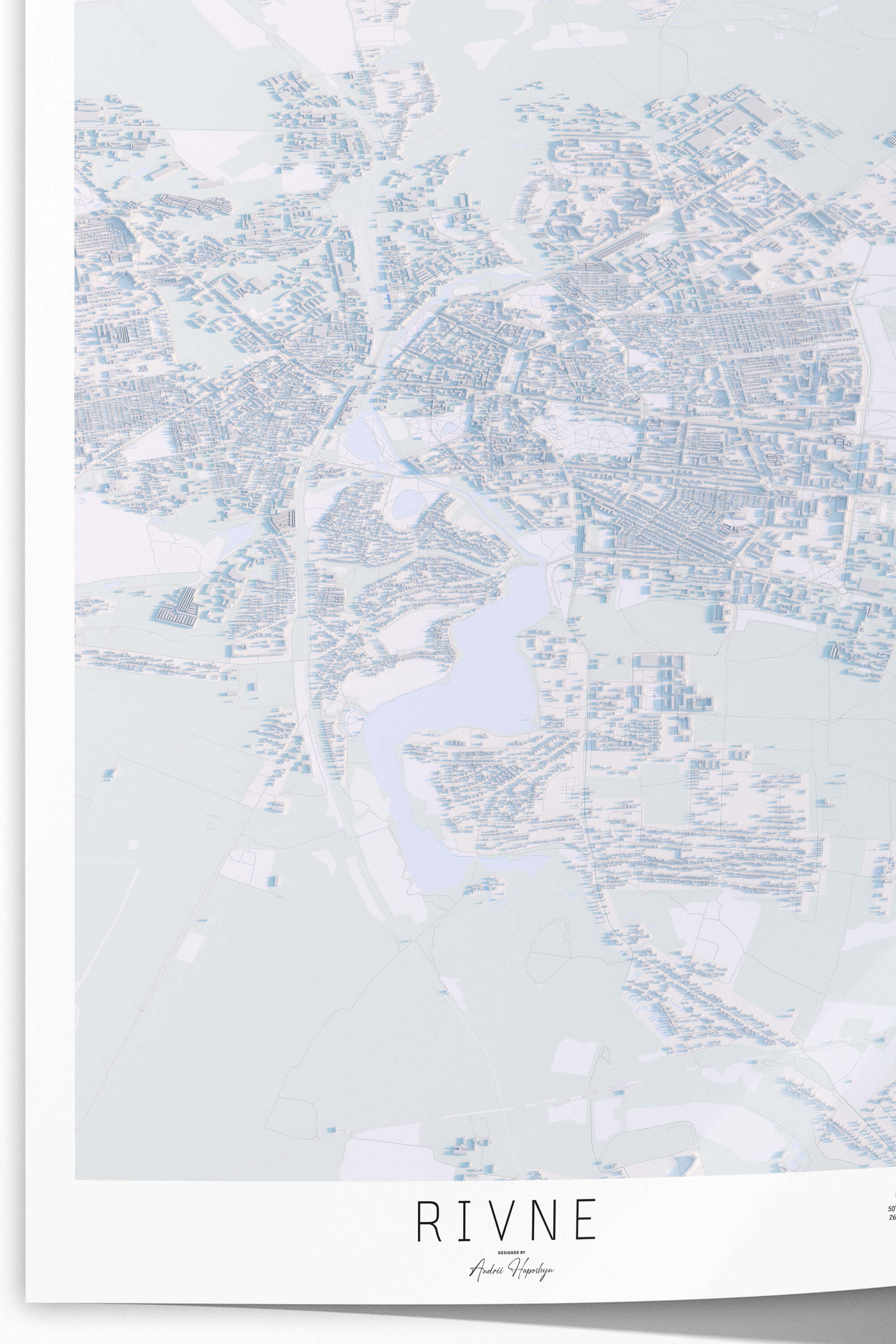 Велика світла та стильна 3д мапа постер Рівне