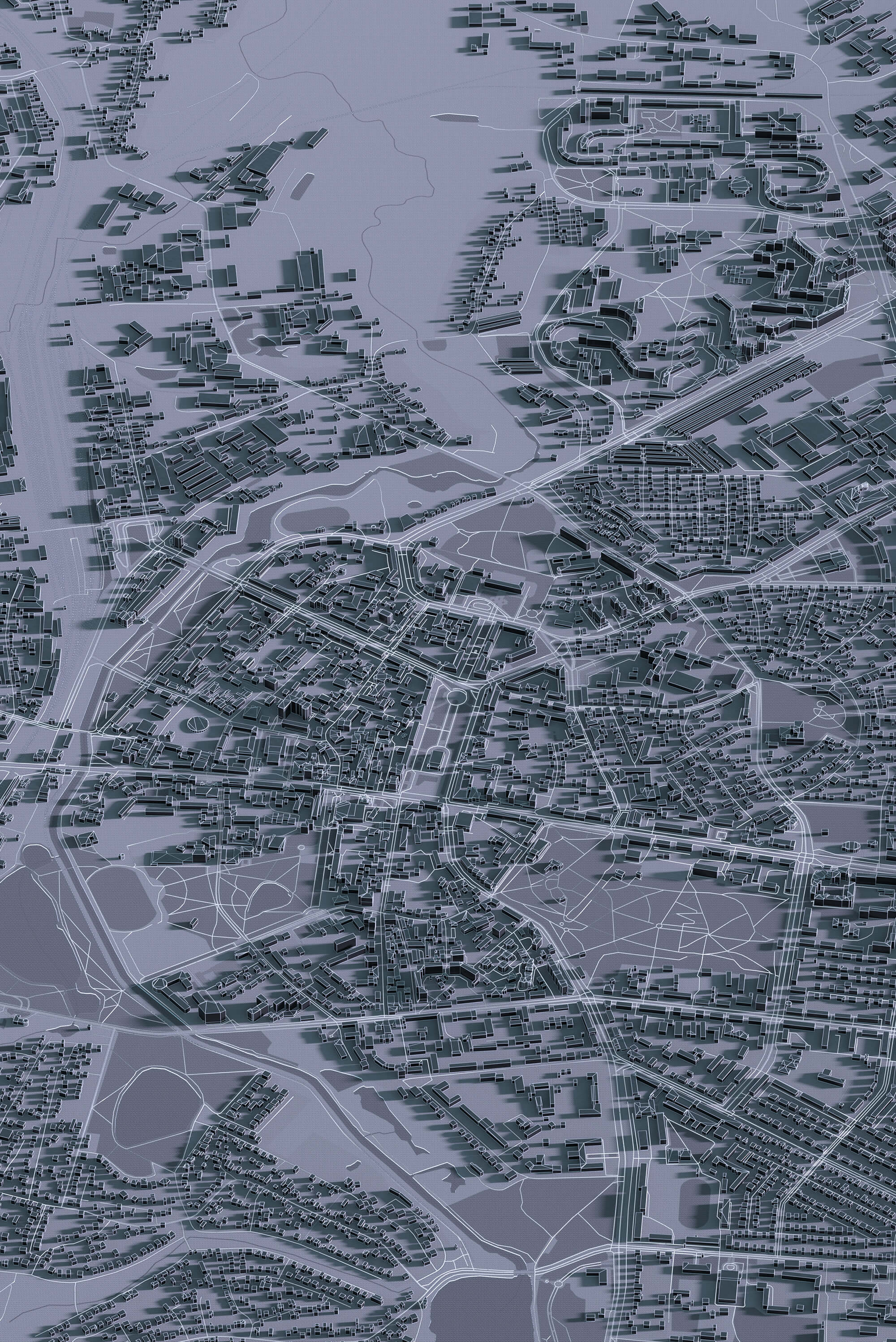 Картина центра Рівне у графітовому стилі з 3д деталізацією