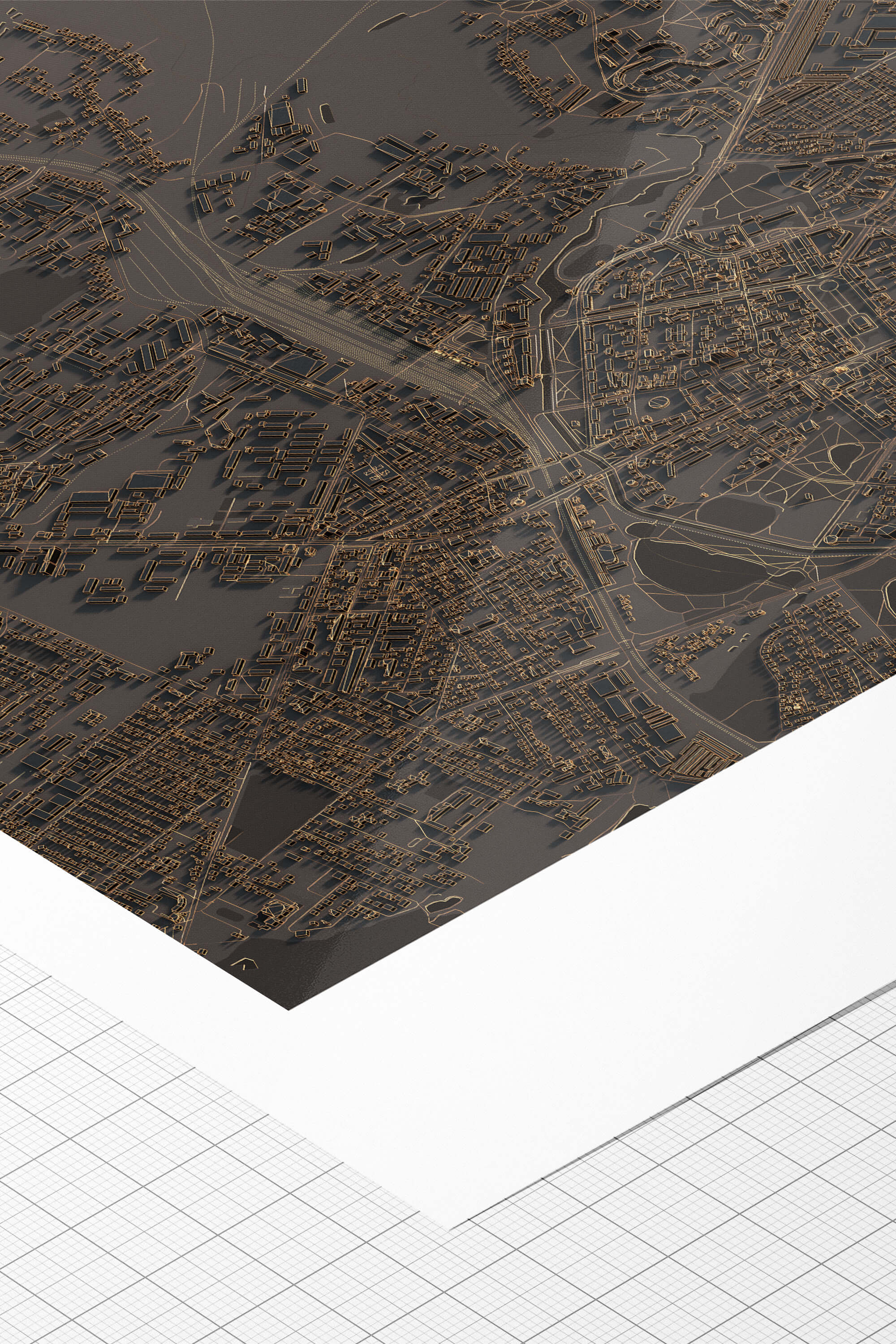 Приклад файного друку на папері hahnemuhle чорної мапи Рівне