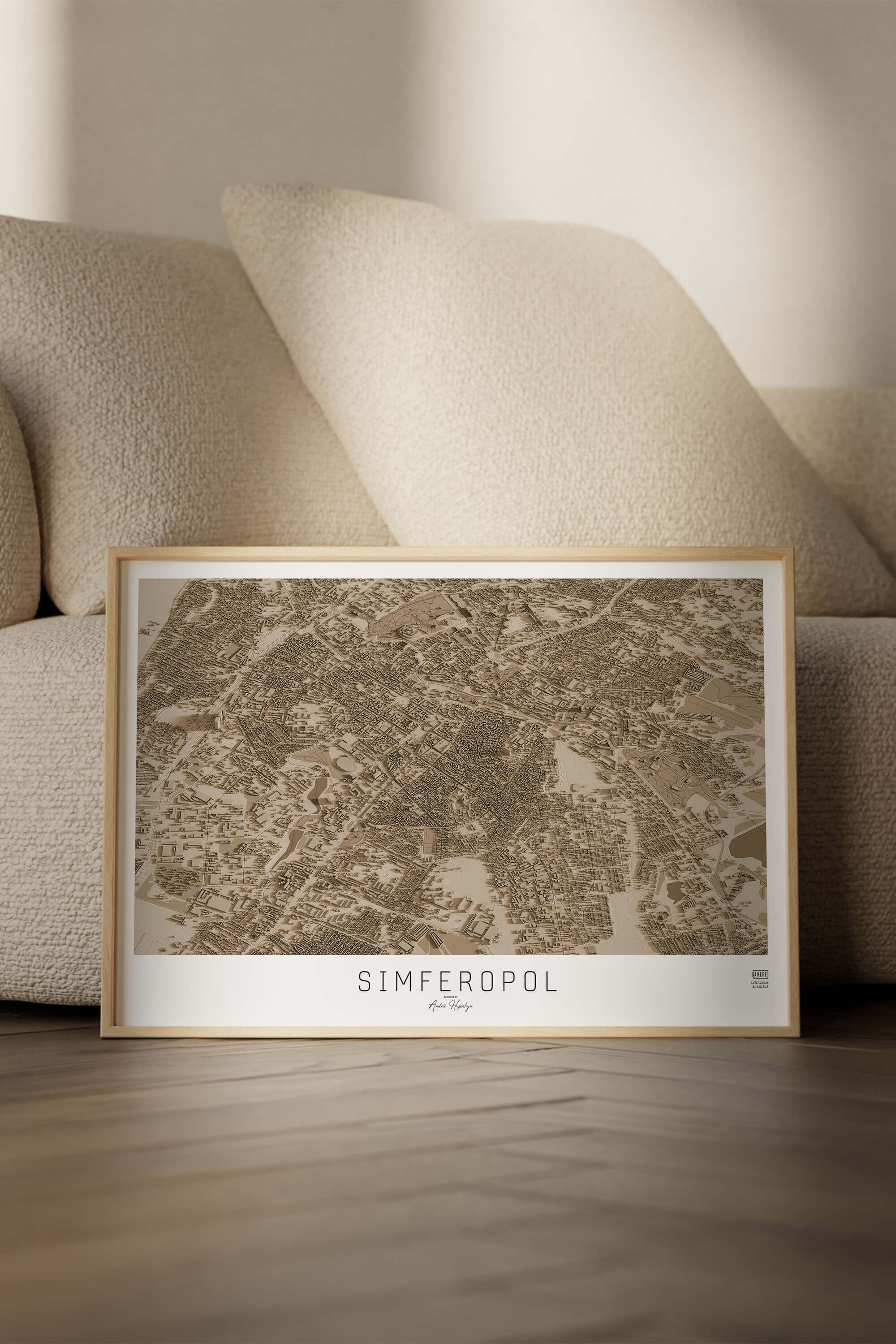 Подарункова вінтажна 3д мапа міста Сімферополь в сучасному стилі