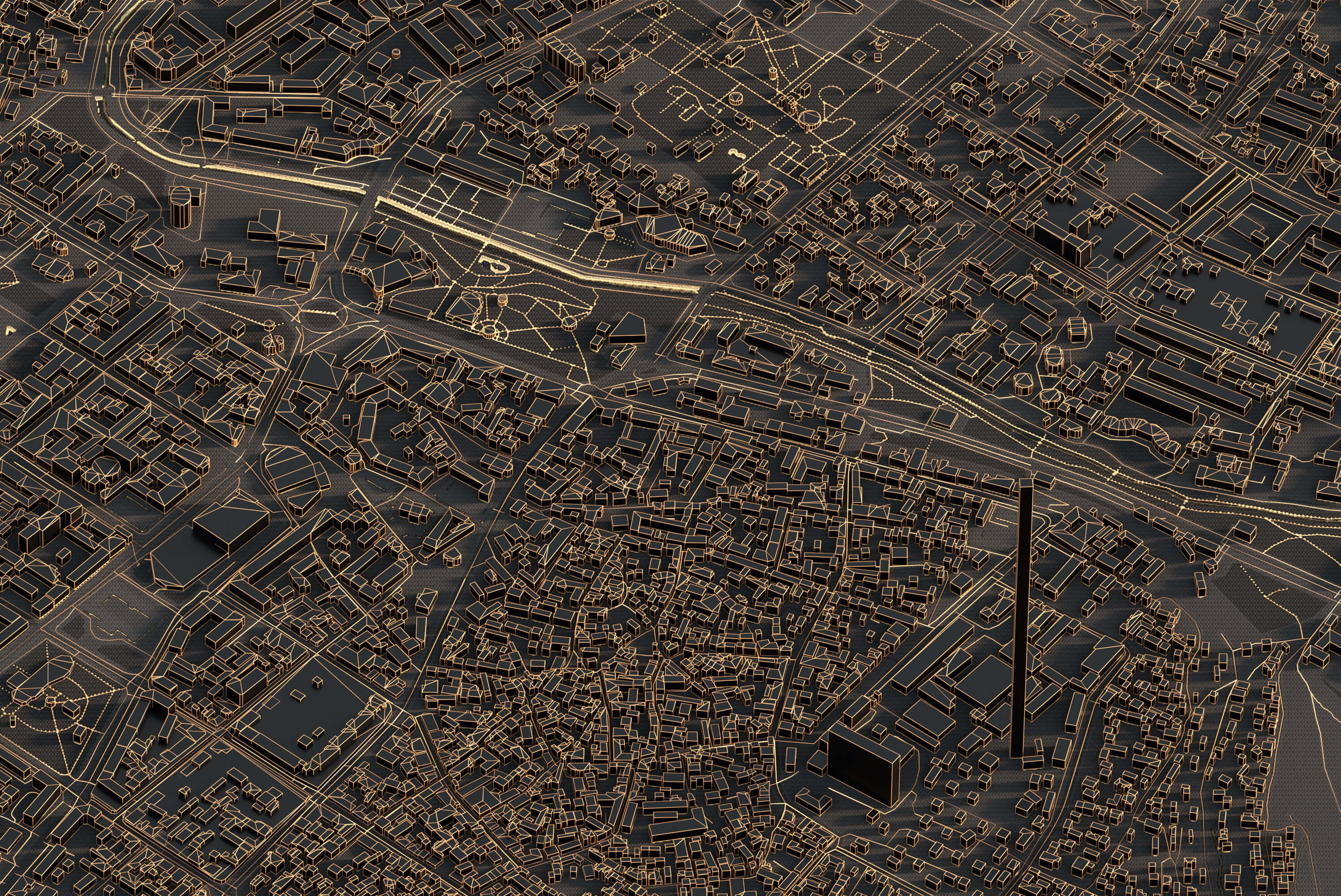 Картина центра Сімферополя у нічному стилі з 3д деталізацією
