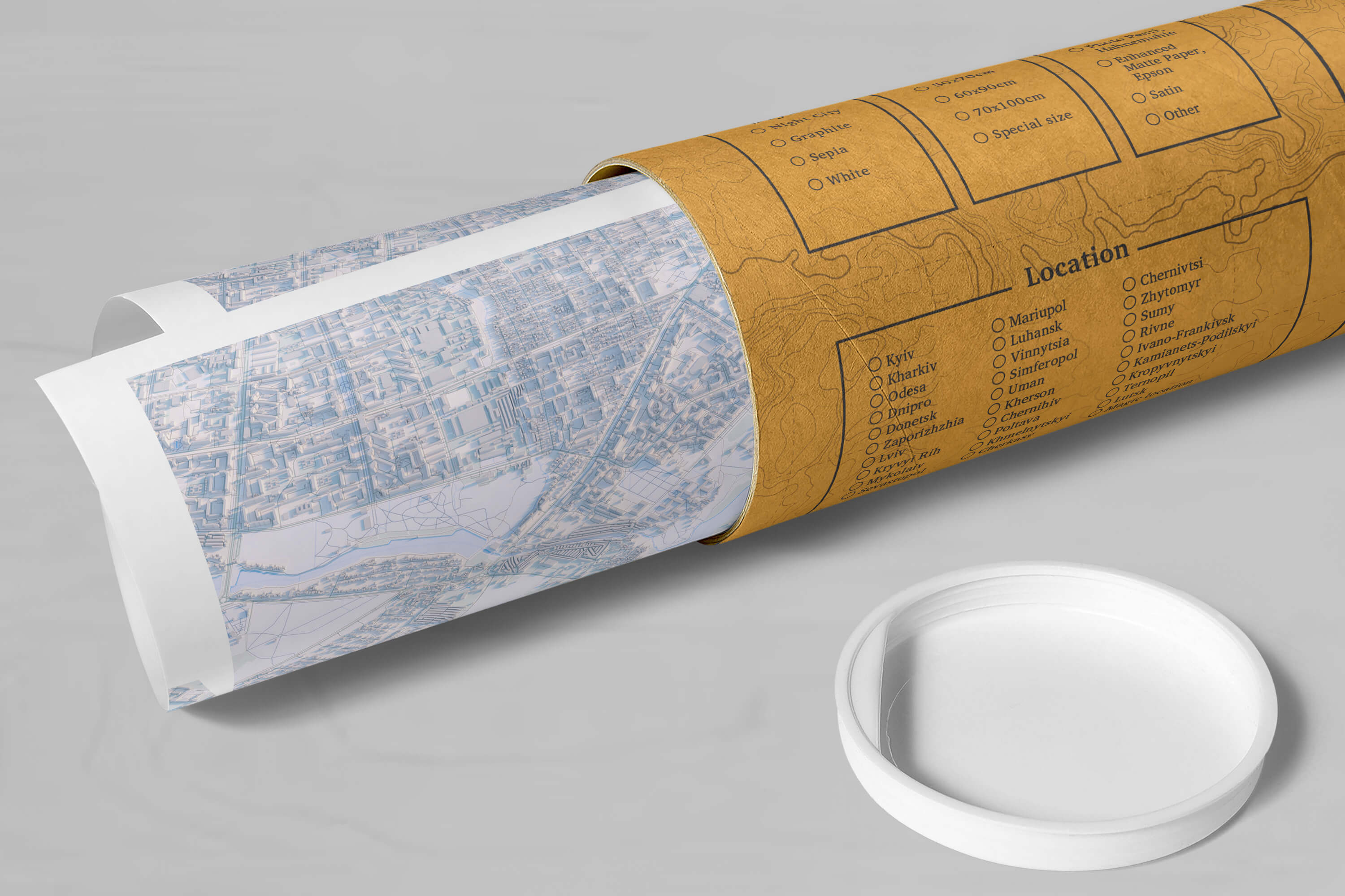 постер арт мапа в стильному подарунковому тубусі міста Сімферополь