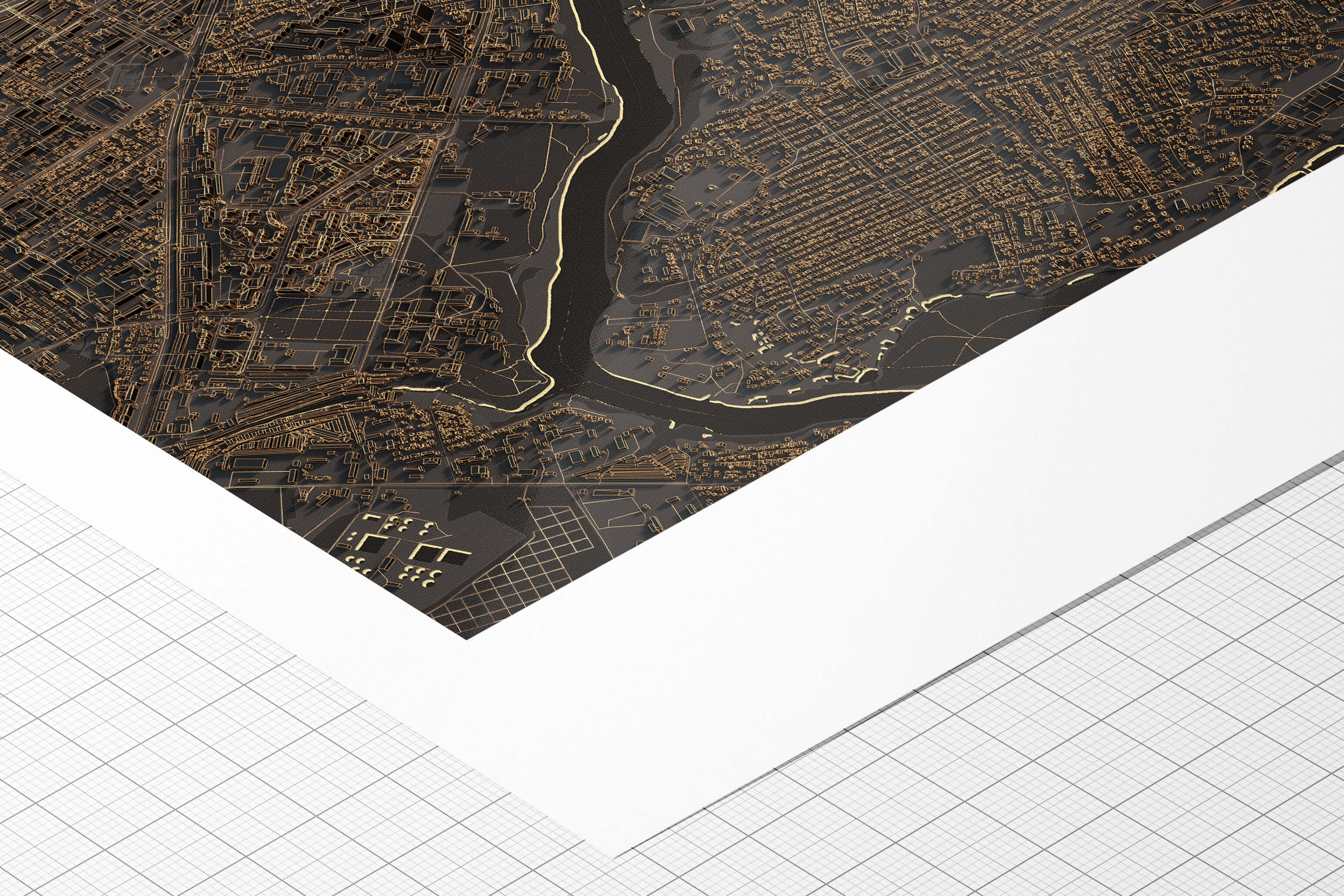 Приклад файного друку на папері hahnemuhle чорної мапи Вінниці