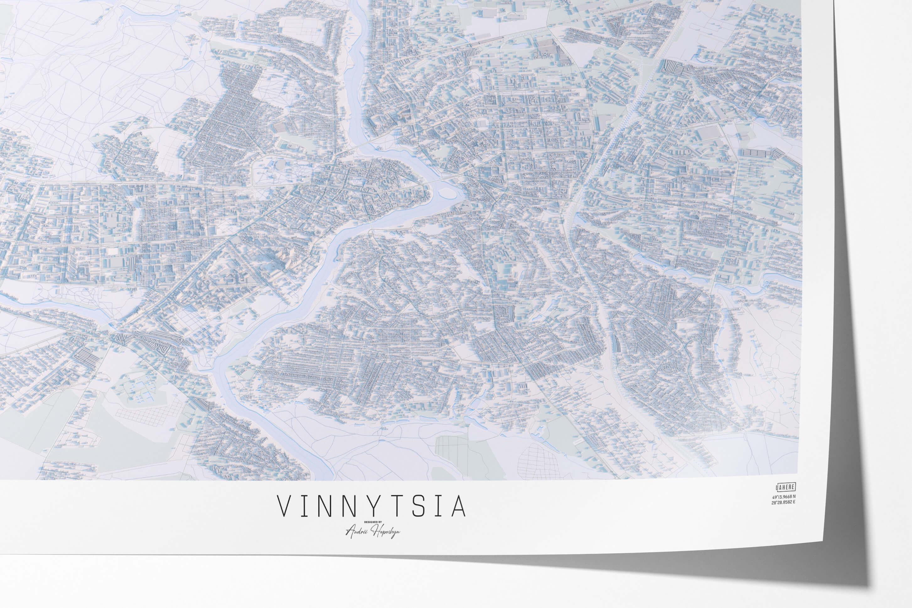 Велика світла та стильна 3д мапа картина Вінниці