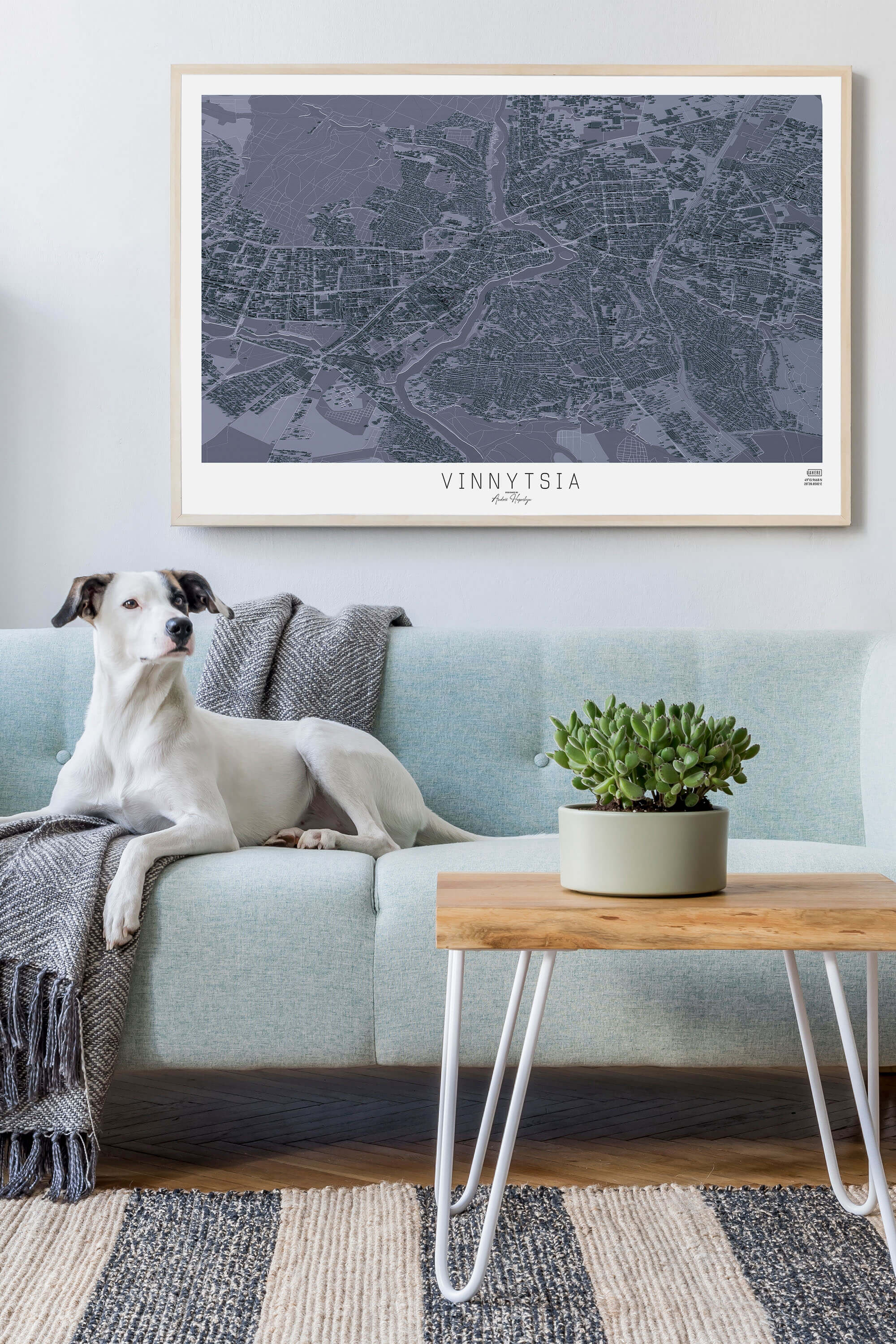 графітова 3д картина міста Вінниця в рамці на підлозі