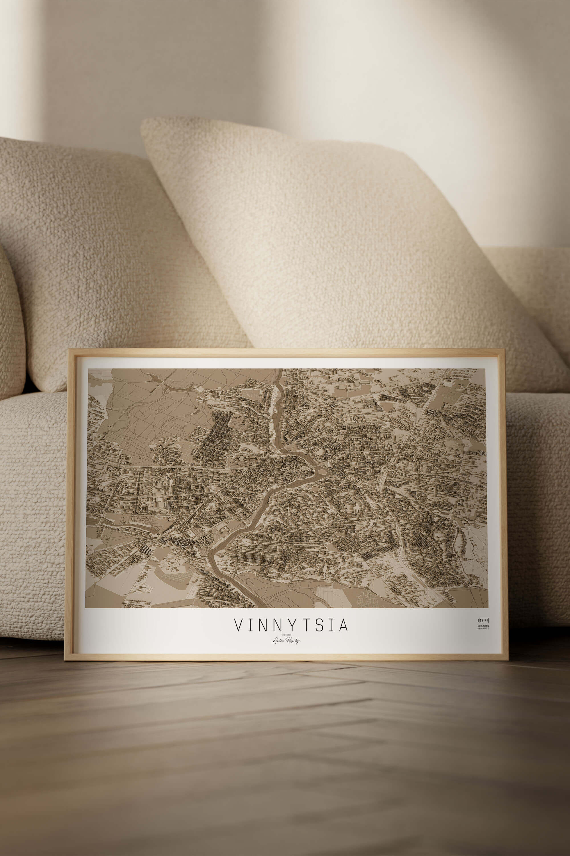 Подарункова вінтажна 3д мапа міста Вінниця в сучасному стилі