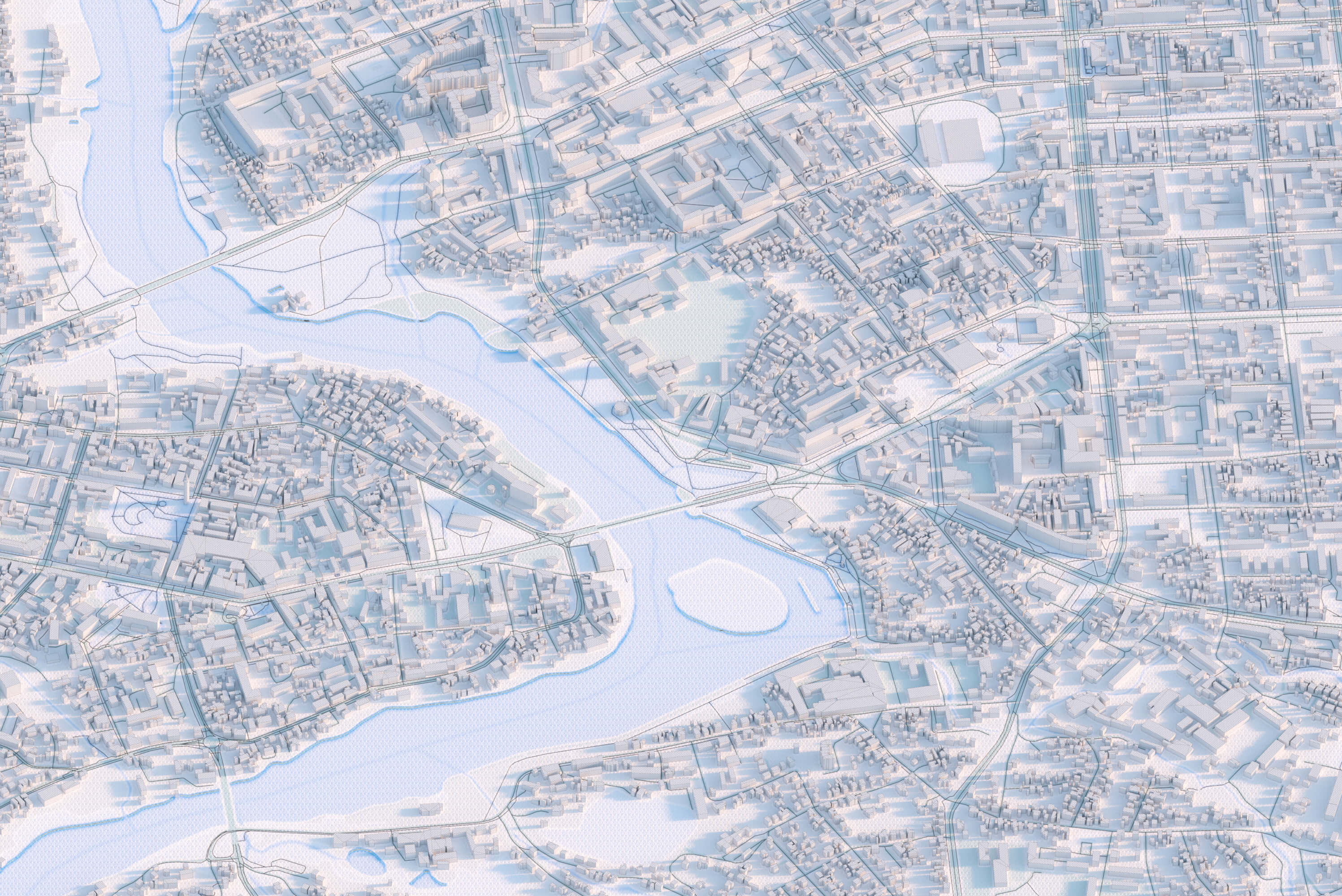 Біла картина центра Вінниці у світлих тонах з 3д деталізацією