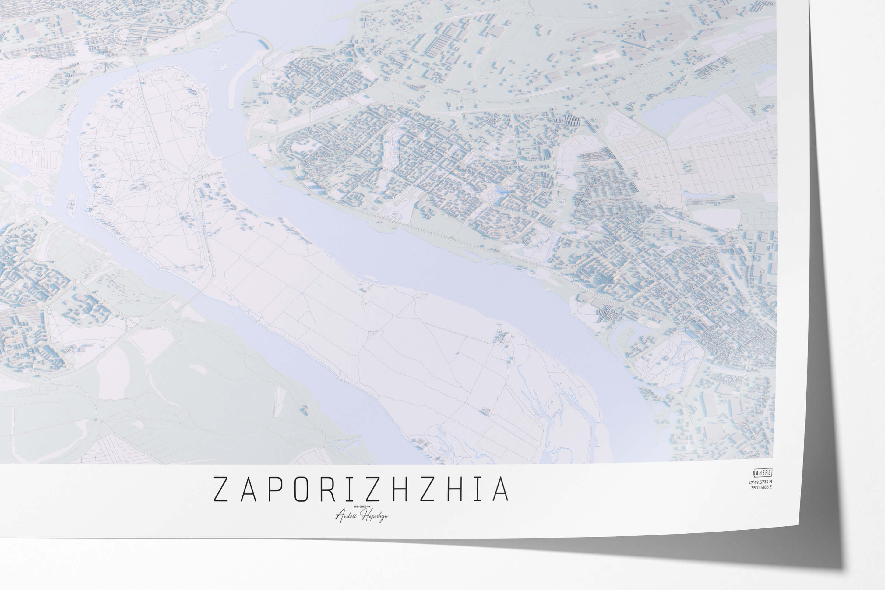 Велика світла та стильна 3д мапа картина Запоріжжя