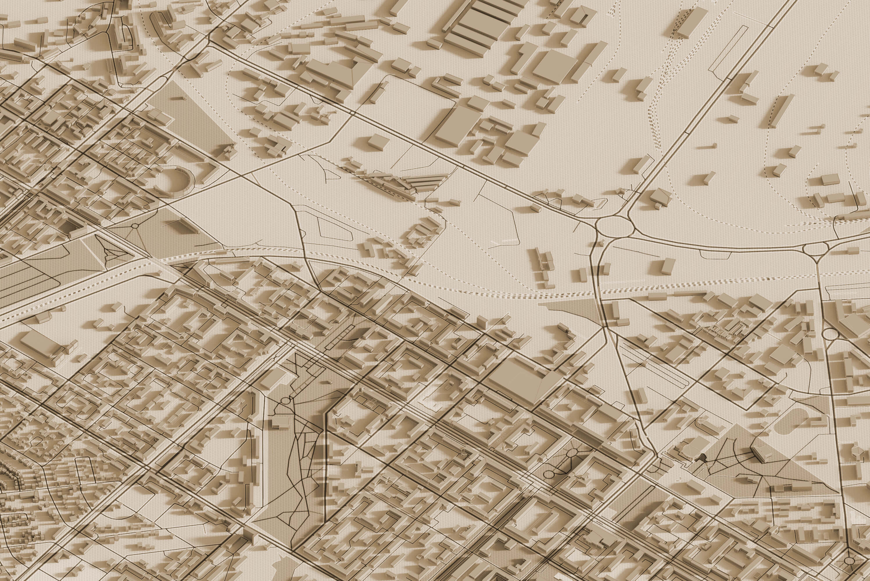 Вінтажна картина центра Запоріжжя у стилі сепія з 3д деталізацією