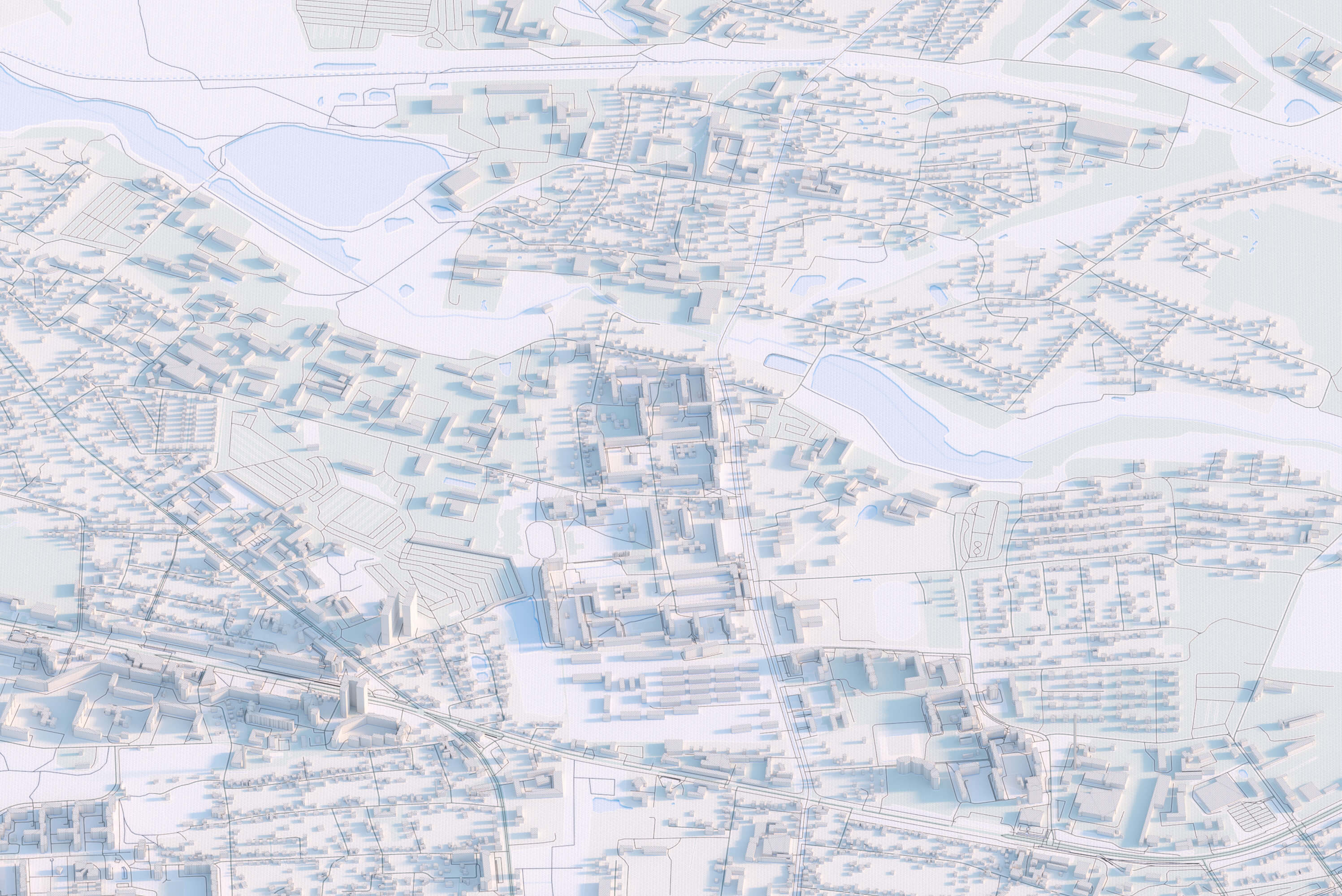Біла картина центра Житомир у світлих тонах з 3д деталізацією