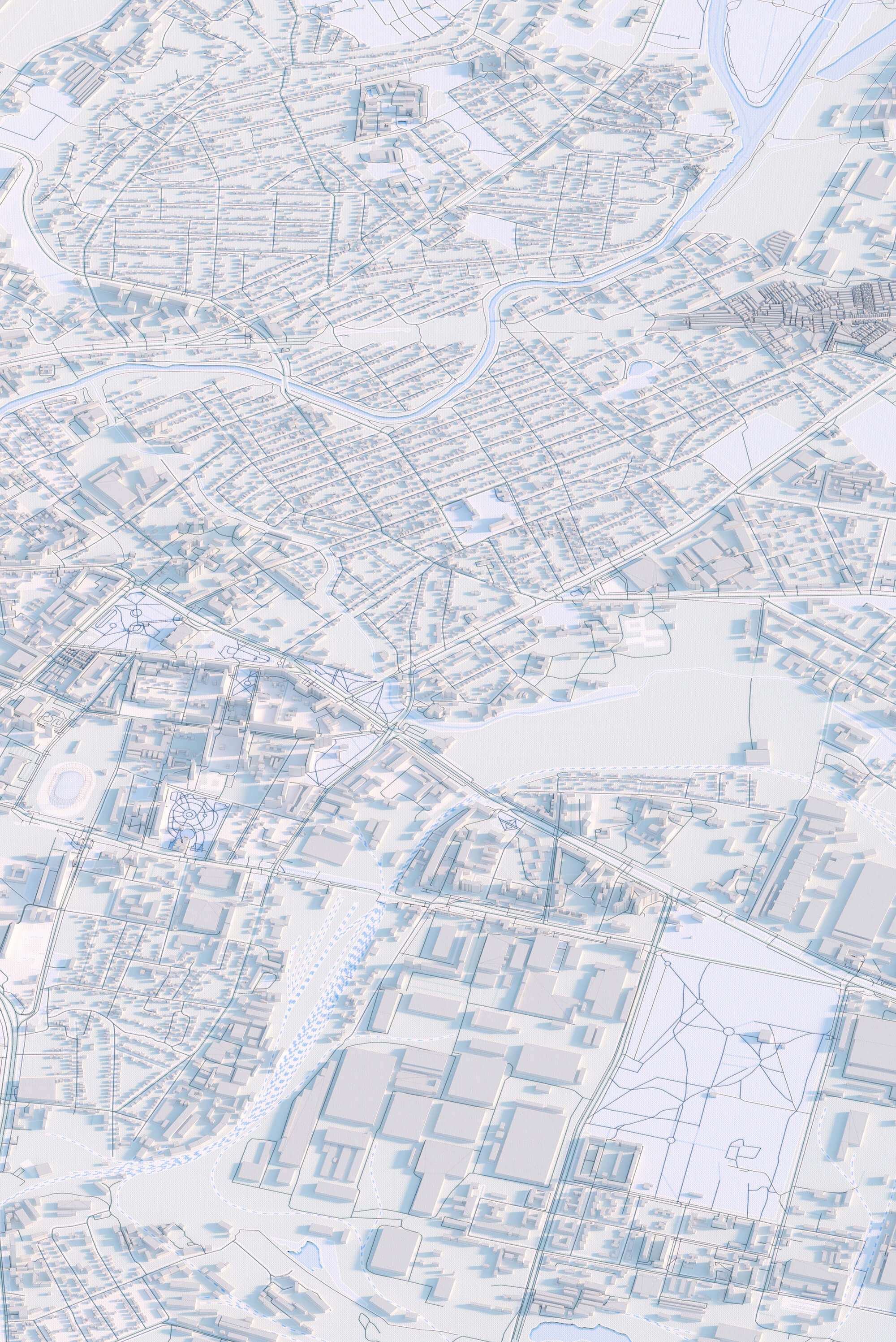 Біла картина центра міста у світлих тонах з 3д деталізацією