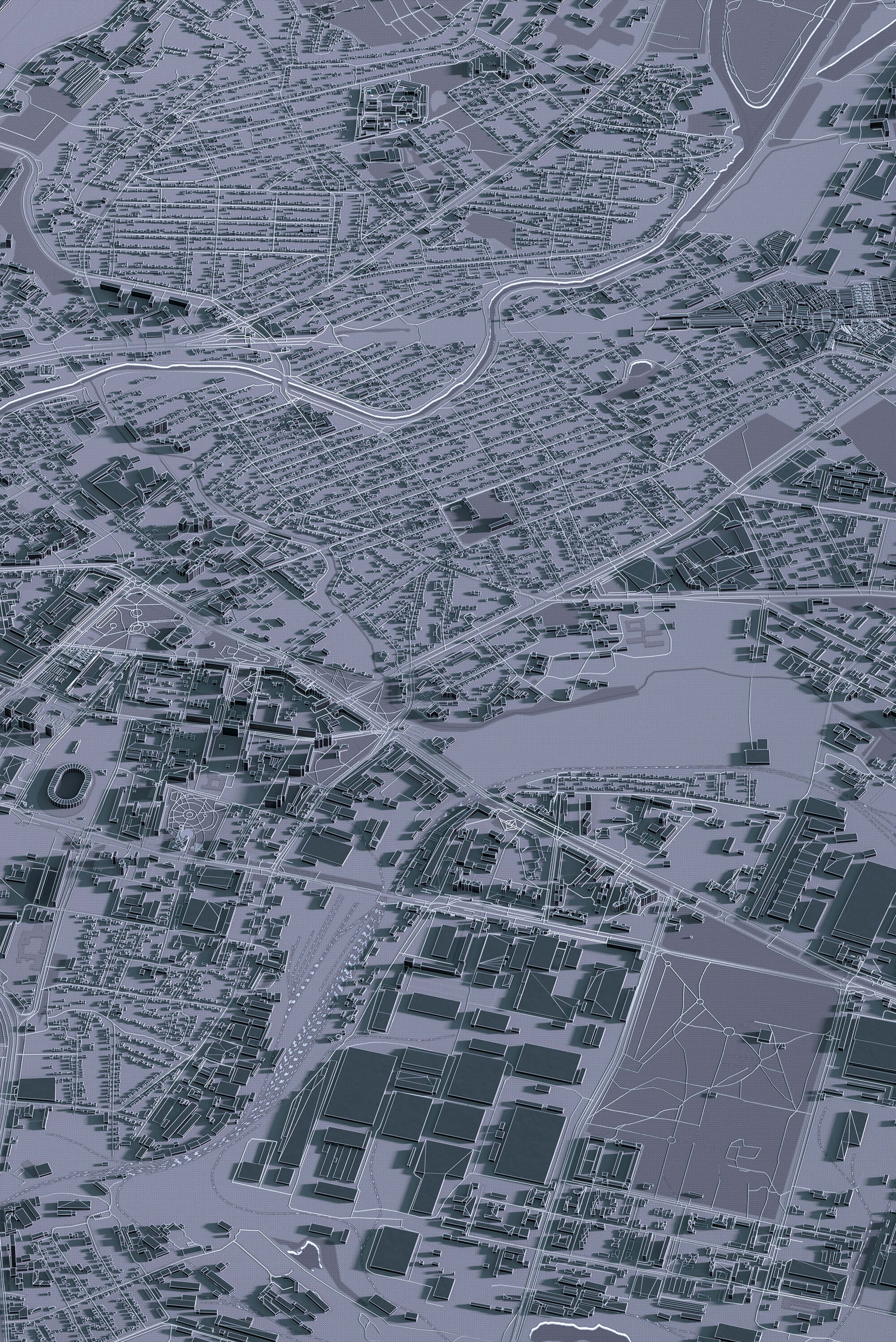 Картина центра міста у графітовому стилі з 3д деталізацією