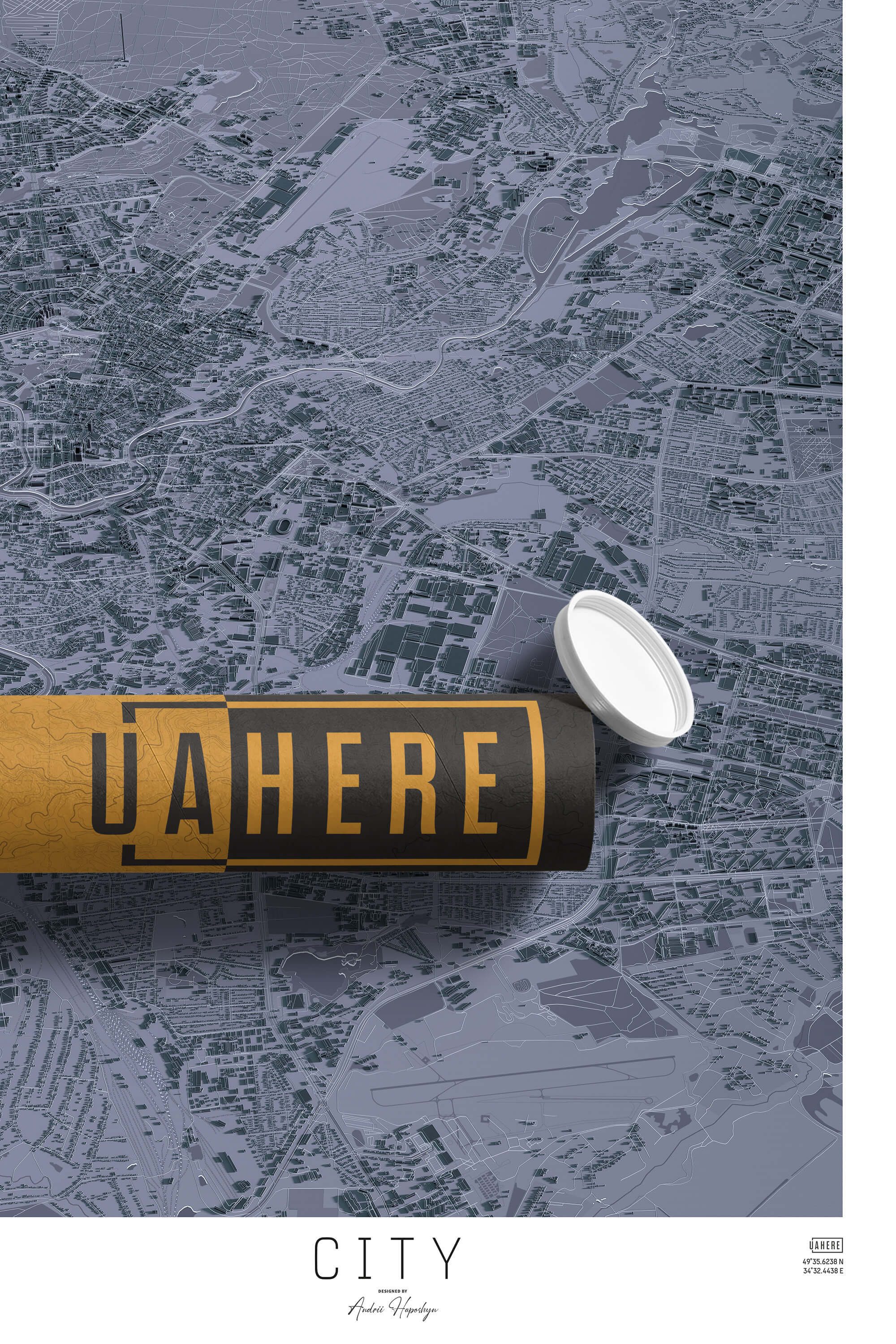 Брендований тубус UAHERE та надрукована мапа міста
