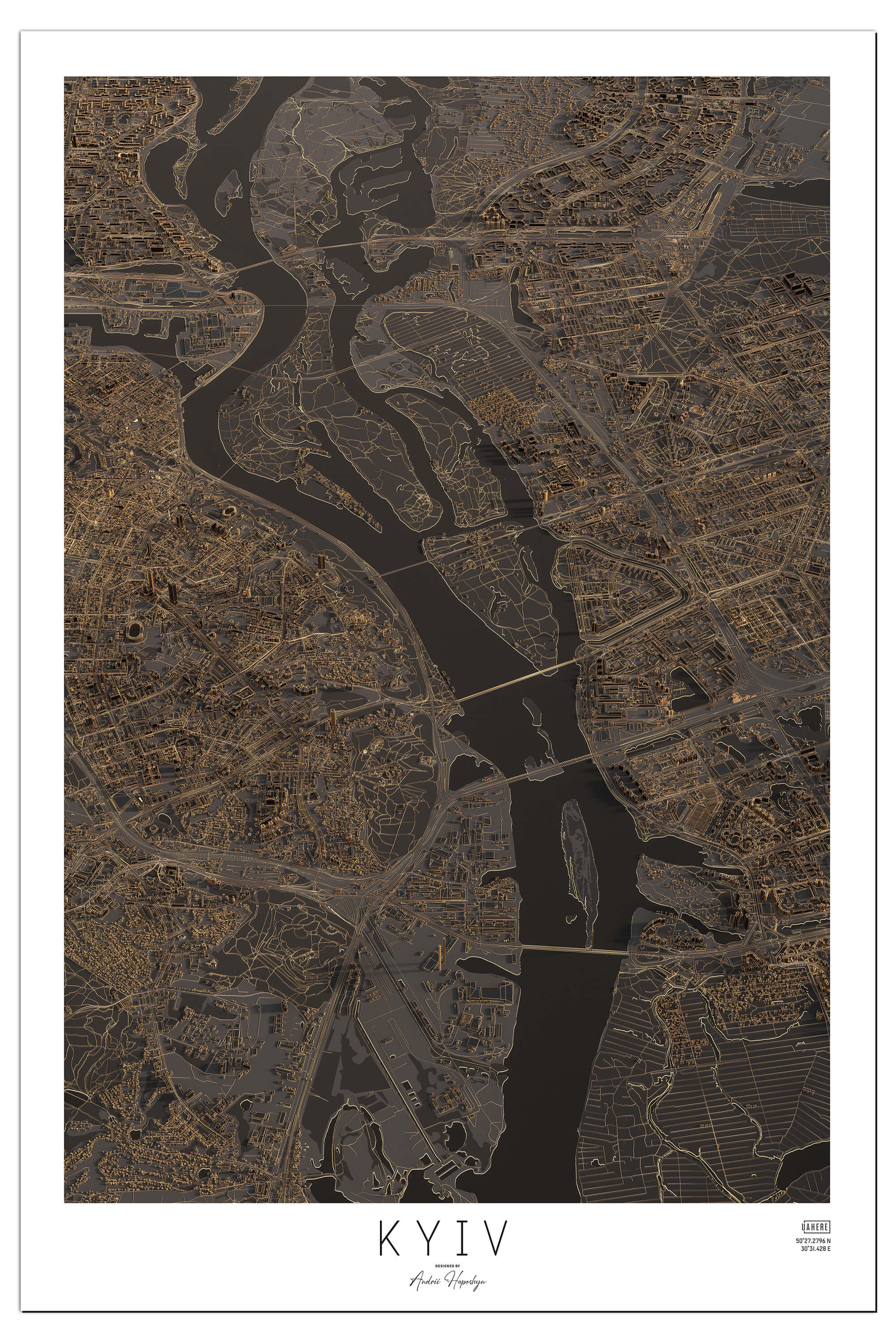 Стилізована Арт мапа Києва у вигляді постера, картини