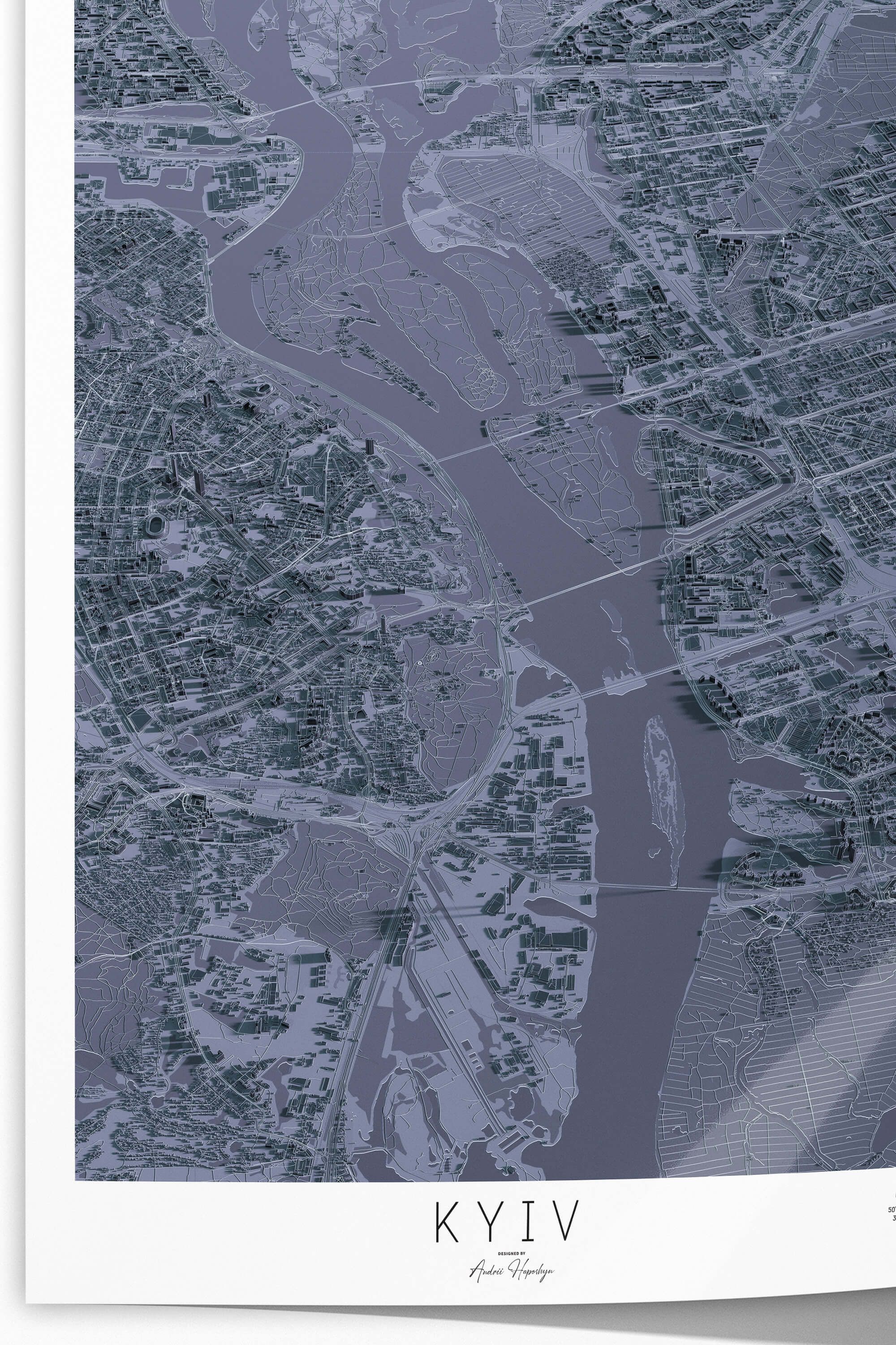 Якісно надрукована стильна мапа Києва в стилі графіт