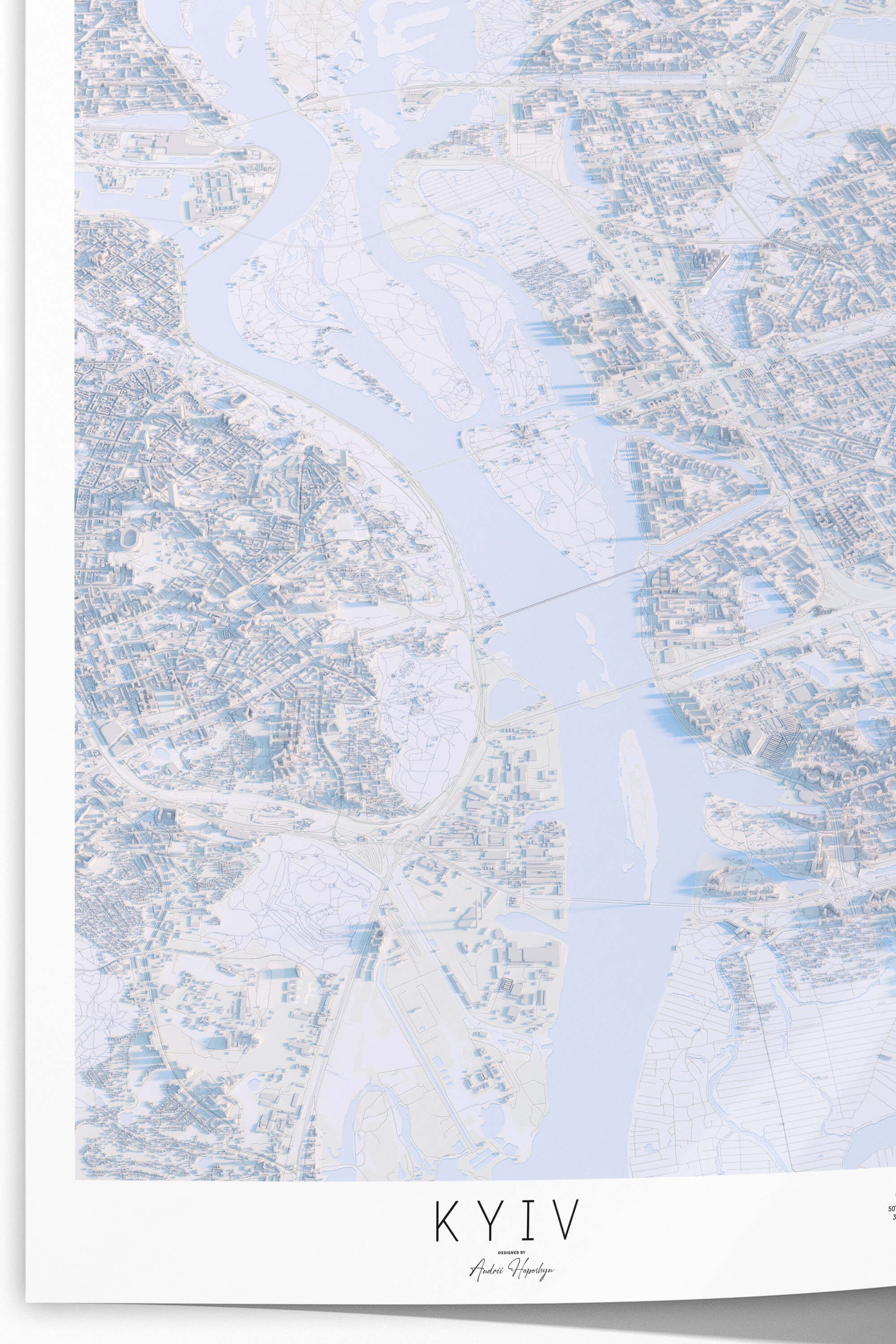 Якісний друк стильної мапи Києва