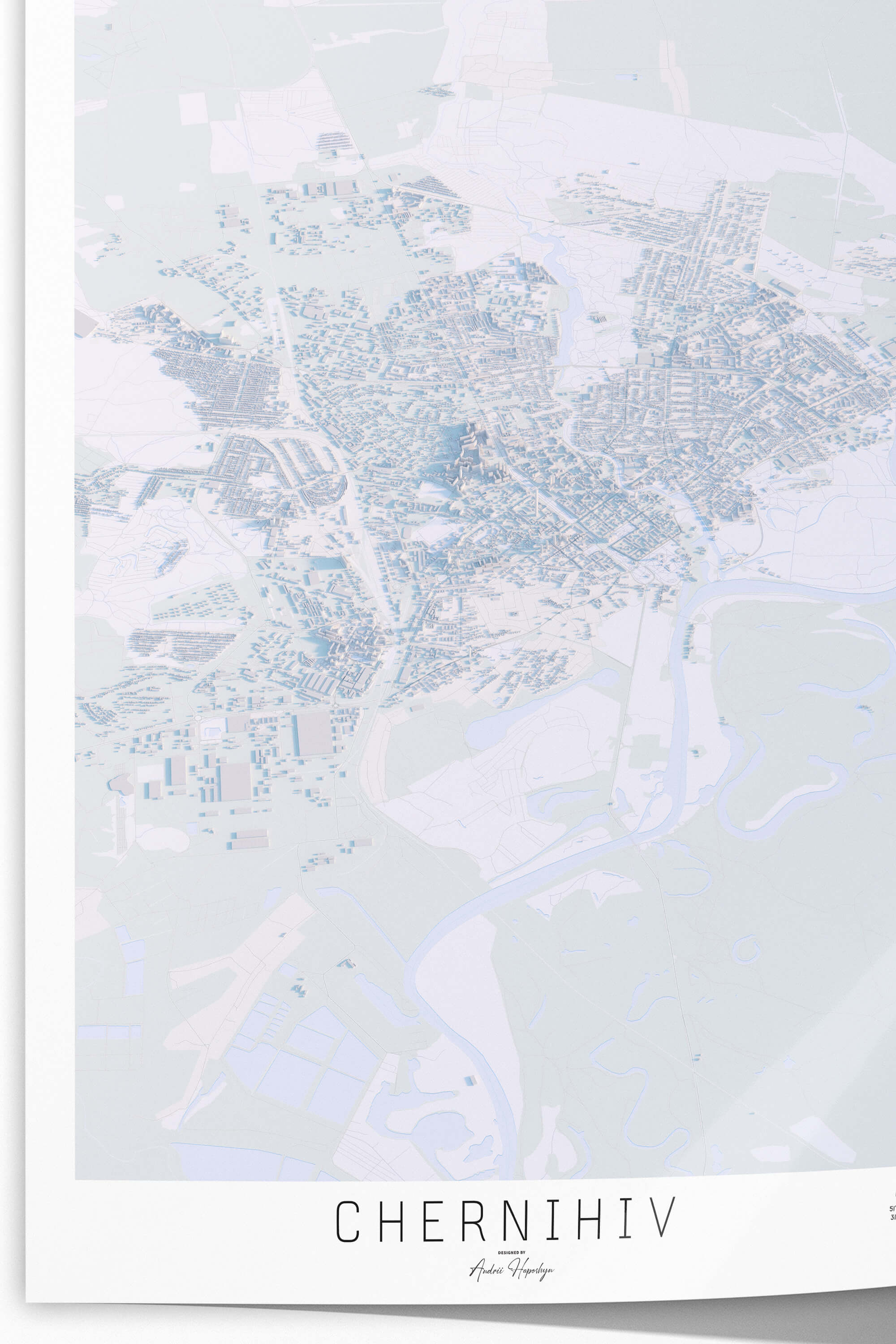 Велика світла та стильна 3д мапа картина Чергнігова