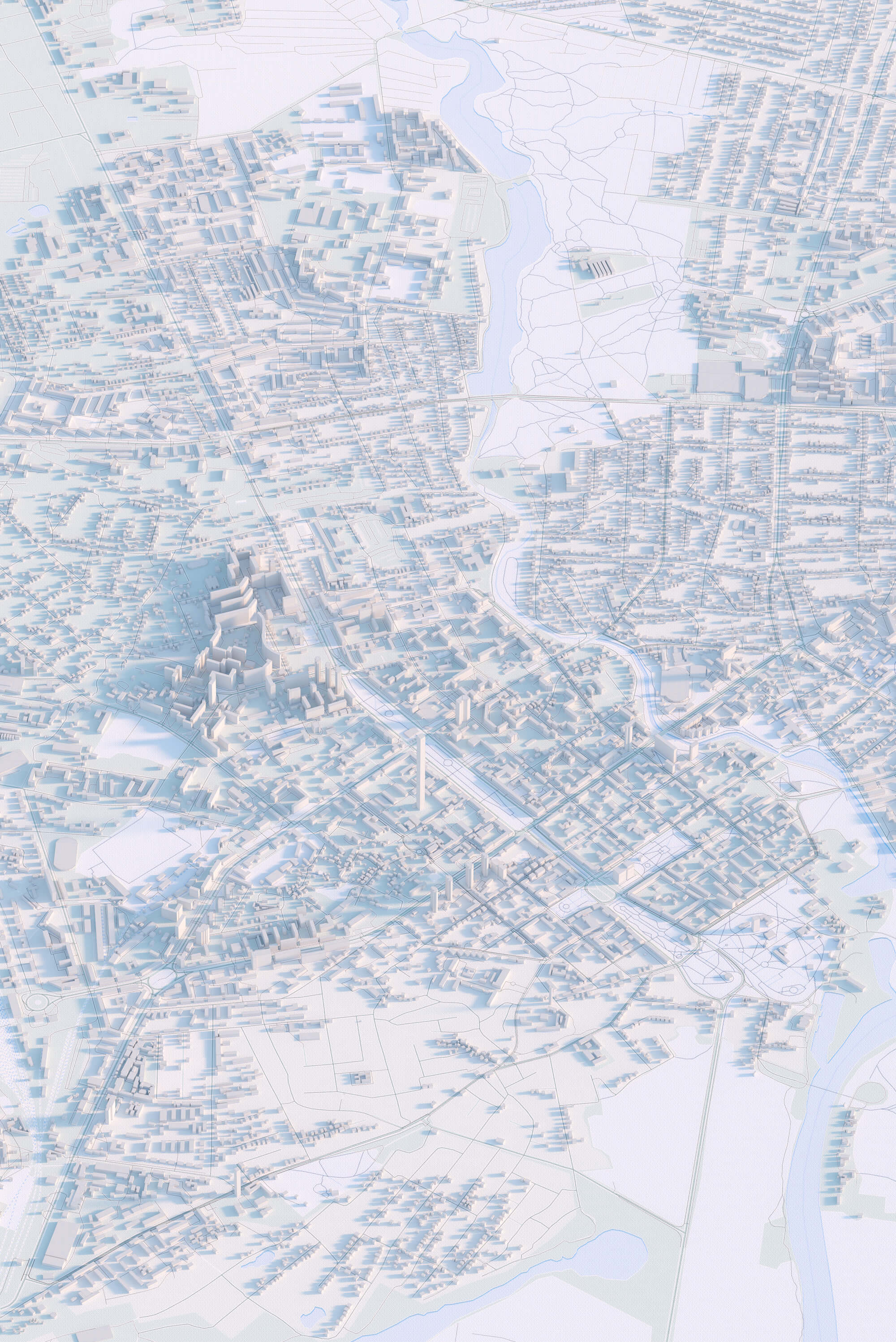 Біла картина центра міста Чергнігів у світлих тонах з 3д деталізацією