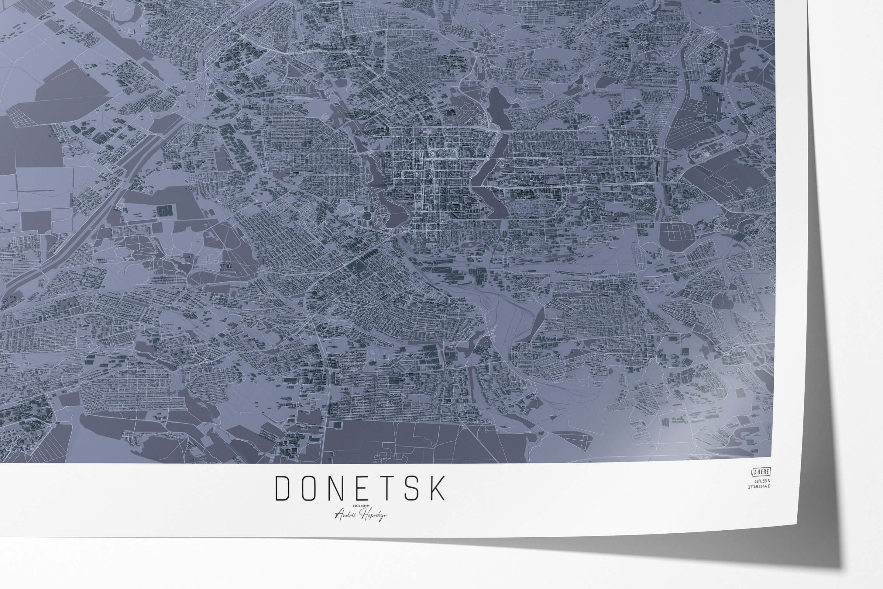 Гарна та стильна деталізована 3д постер мапа Донецьку