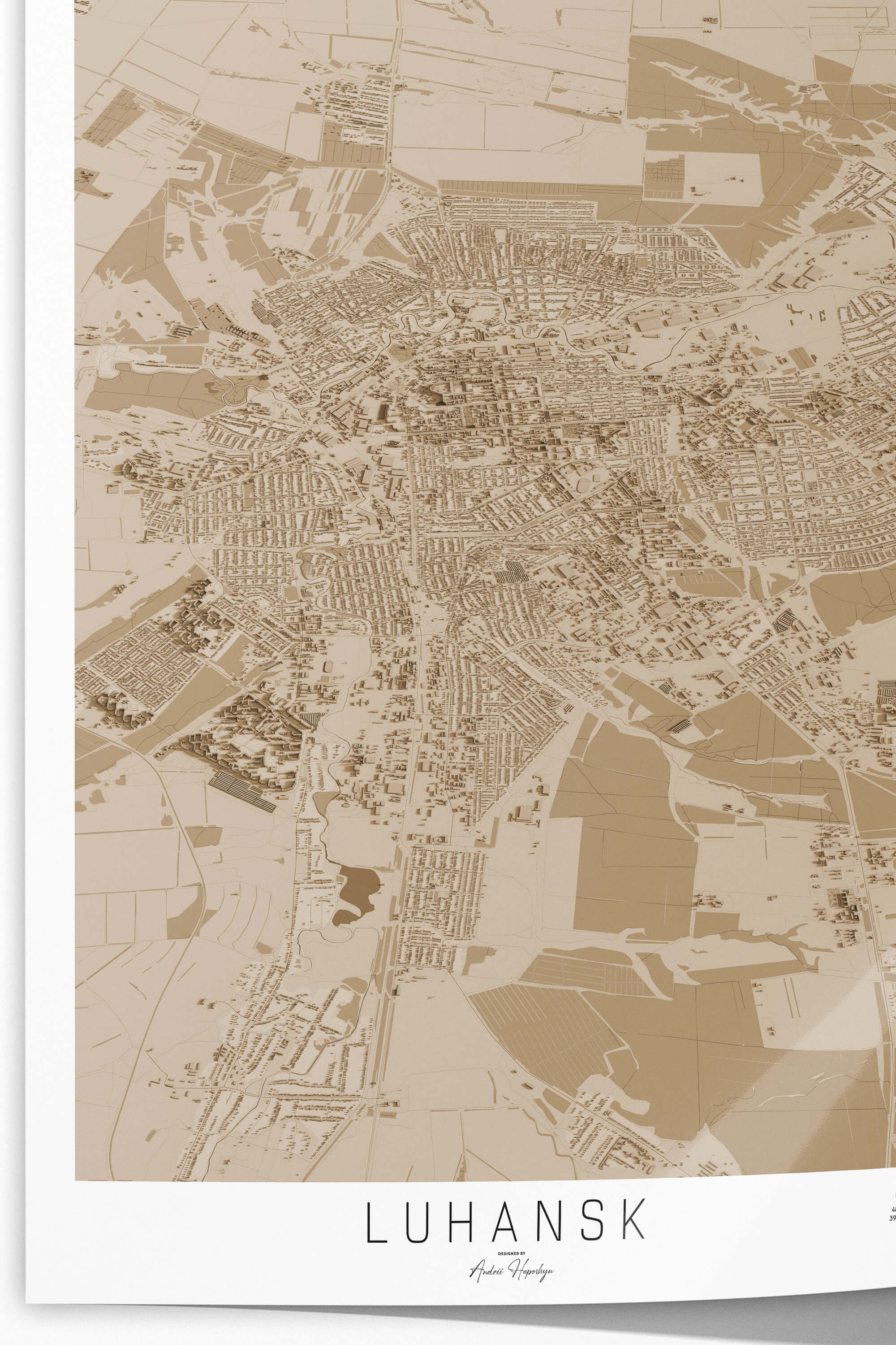 Гарна вінтажна та стильна 3д картина мапи Луганську